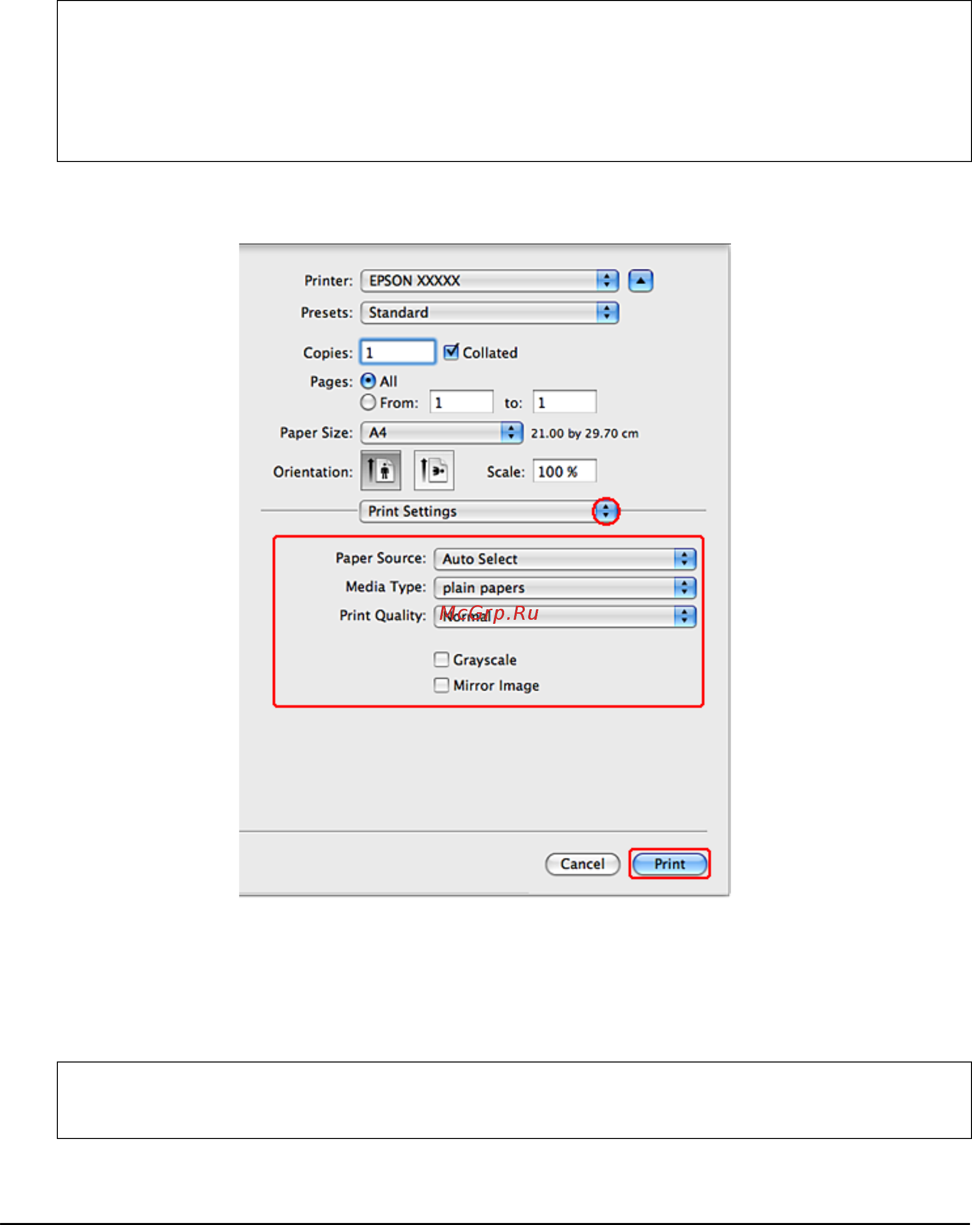 Epson WorkForce Pro WP-4525DNF [43/205] Основные настройки драйвера в mac os x 10