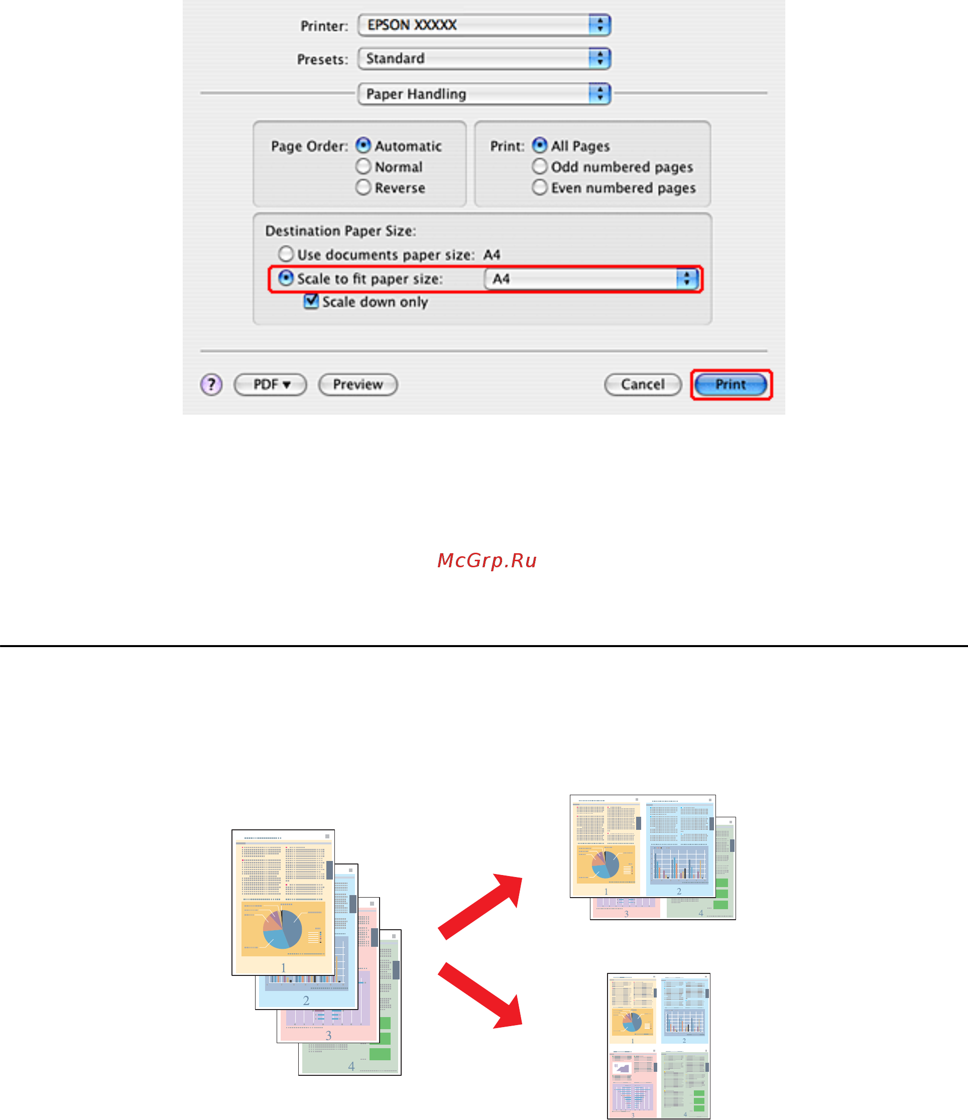 Epson WorkForce Pro WP-4515DN [57/205] Печать нескольких страниц на листе