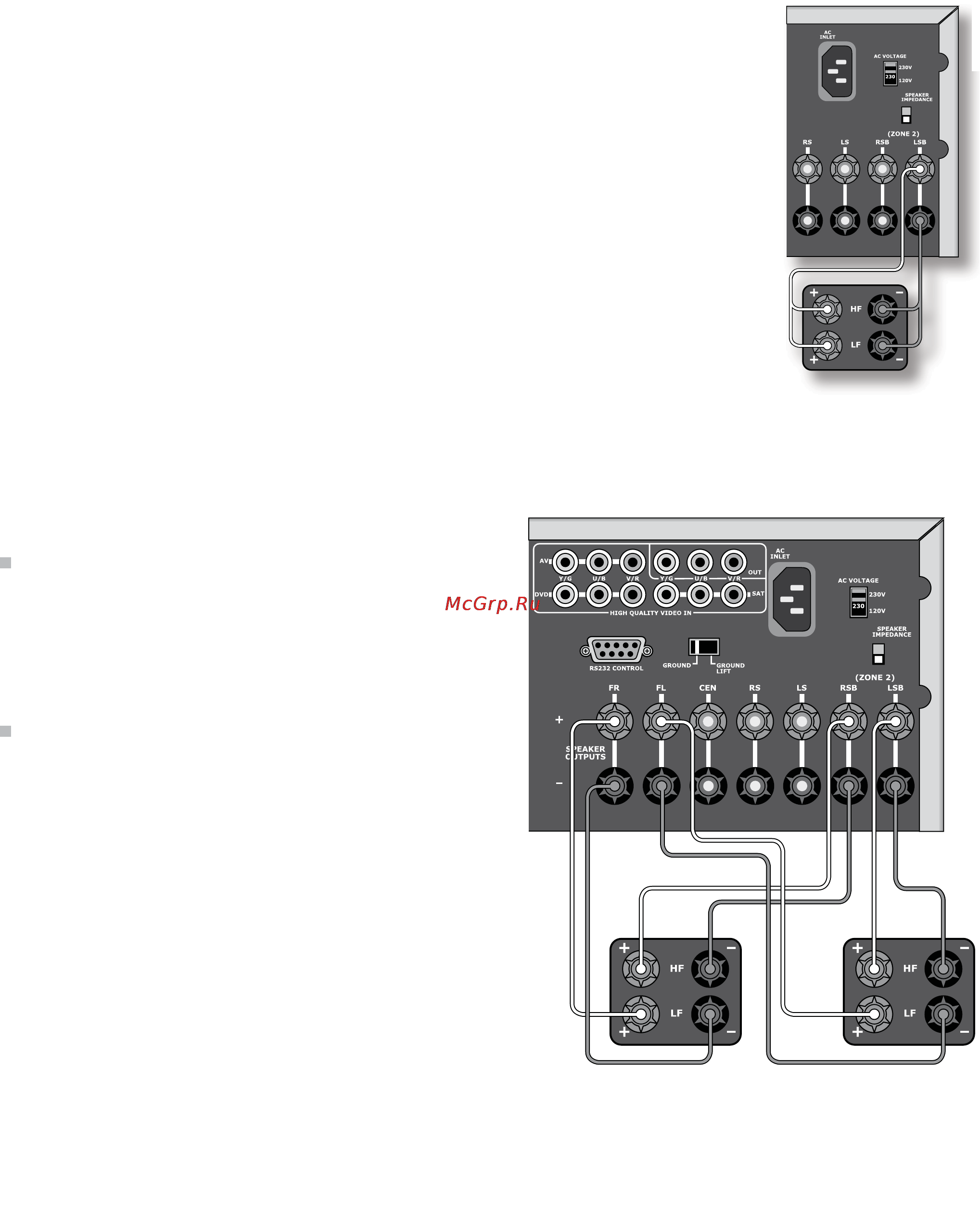 Arcam AVR350 [29/48] Подключение акустических систем способами bi wiring и bi amping