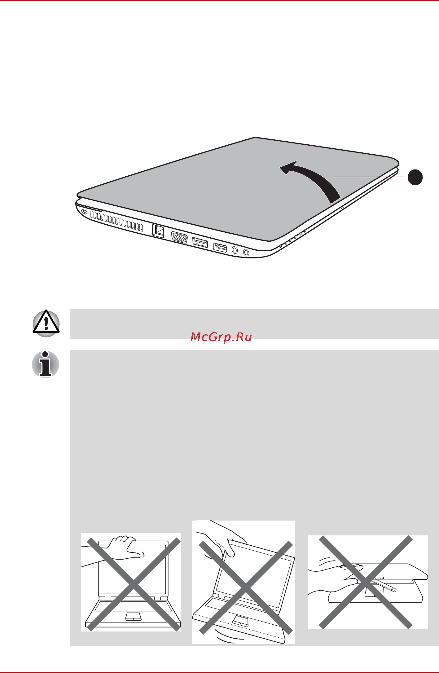 Toshiba Satellite L755D-11W [25/205] Открытие дисплея