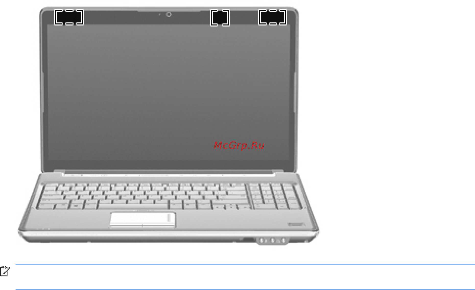 HP dv6-6102er LS375EA [20/27] Антенны беспроводной связи только на некоторых моделях