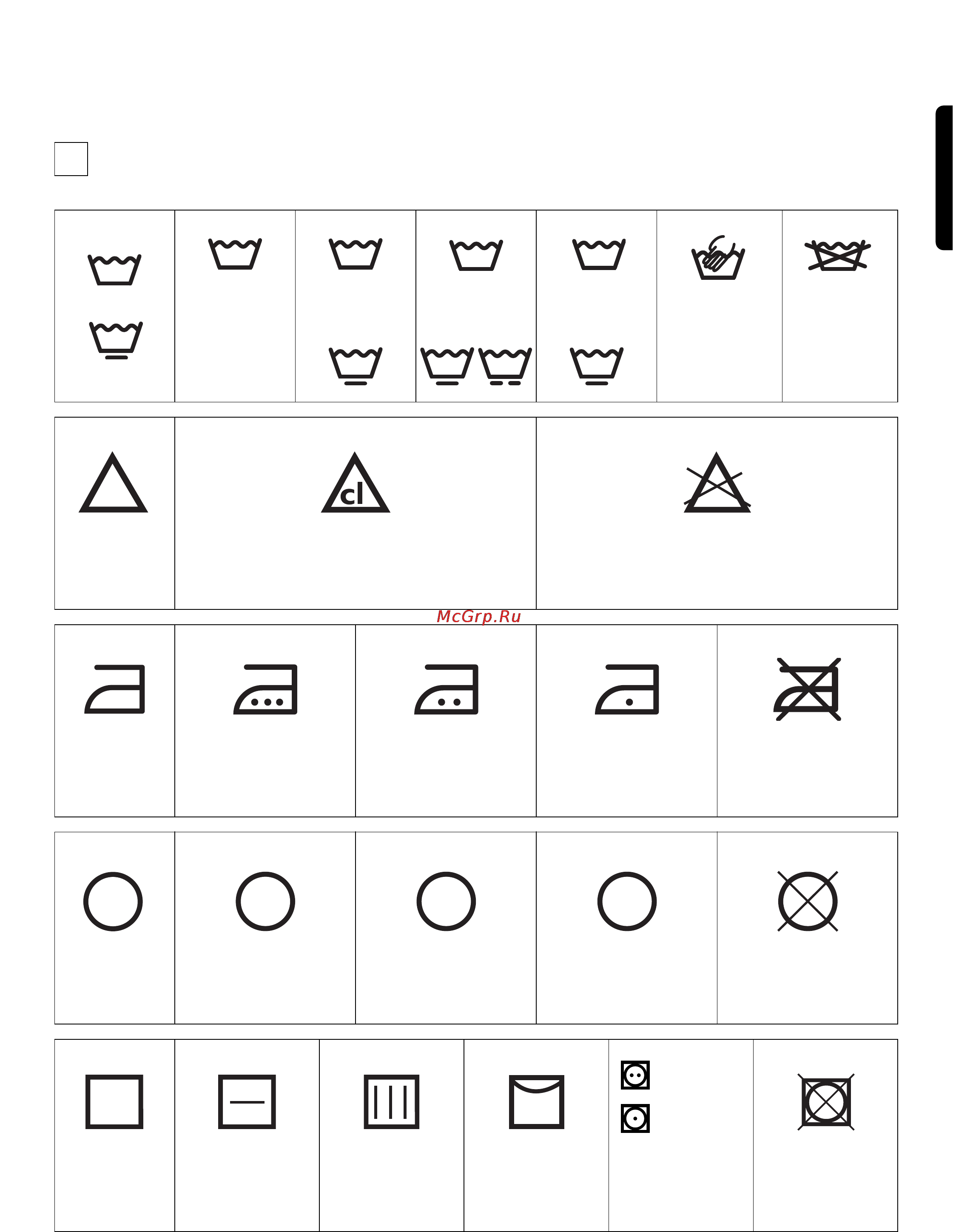 Zanussi FL 574 CN [11/39] International wash code symbols