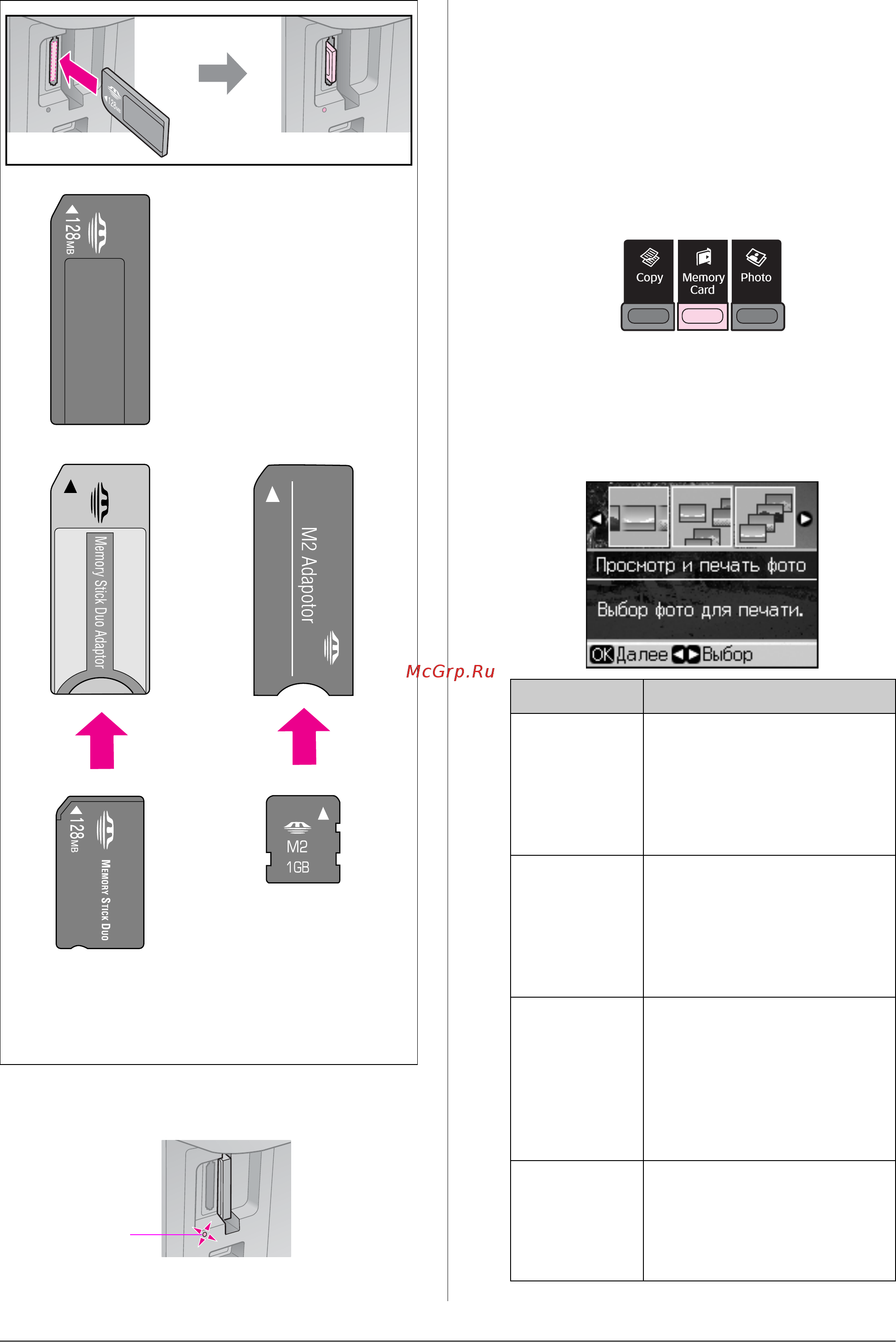 Epson Stylus CX8300 [12/32] Извлечение карты памяти