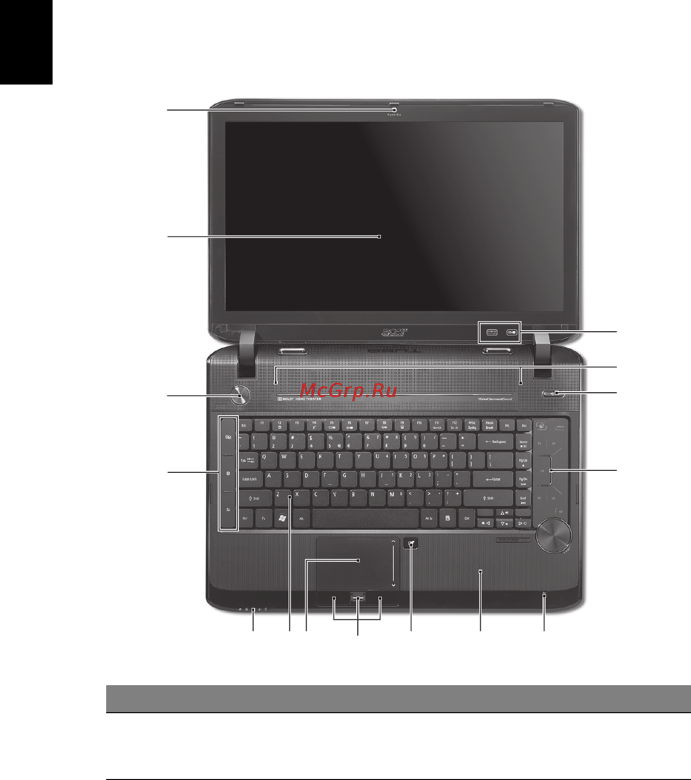 Acer AS5942G-434G50Mi [4/14] Вид сверху