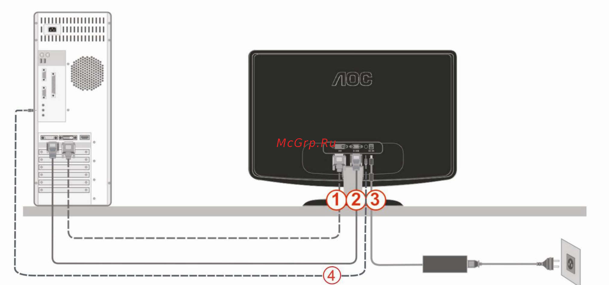 AOC E2440VA [12/63] Пoдключeниe мoнитopа
