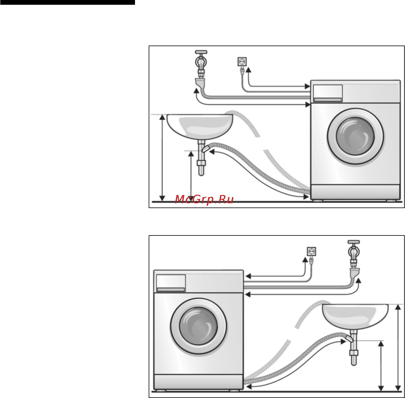 Siemens WDI 1440 EU [54/59] Длина шлангов и кабеля