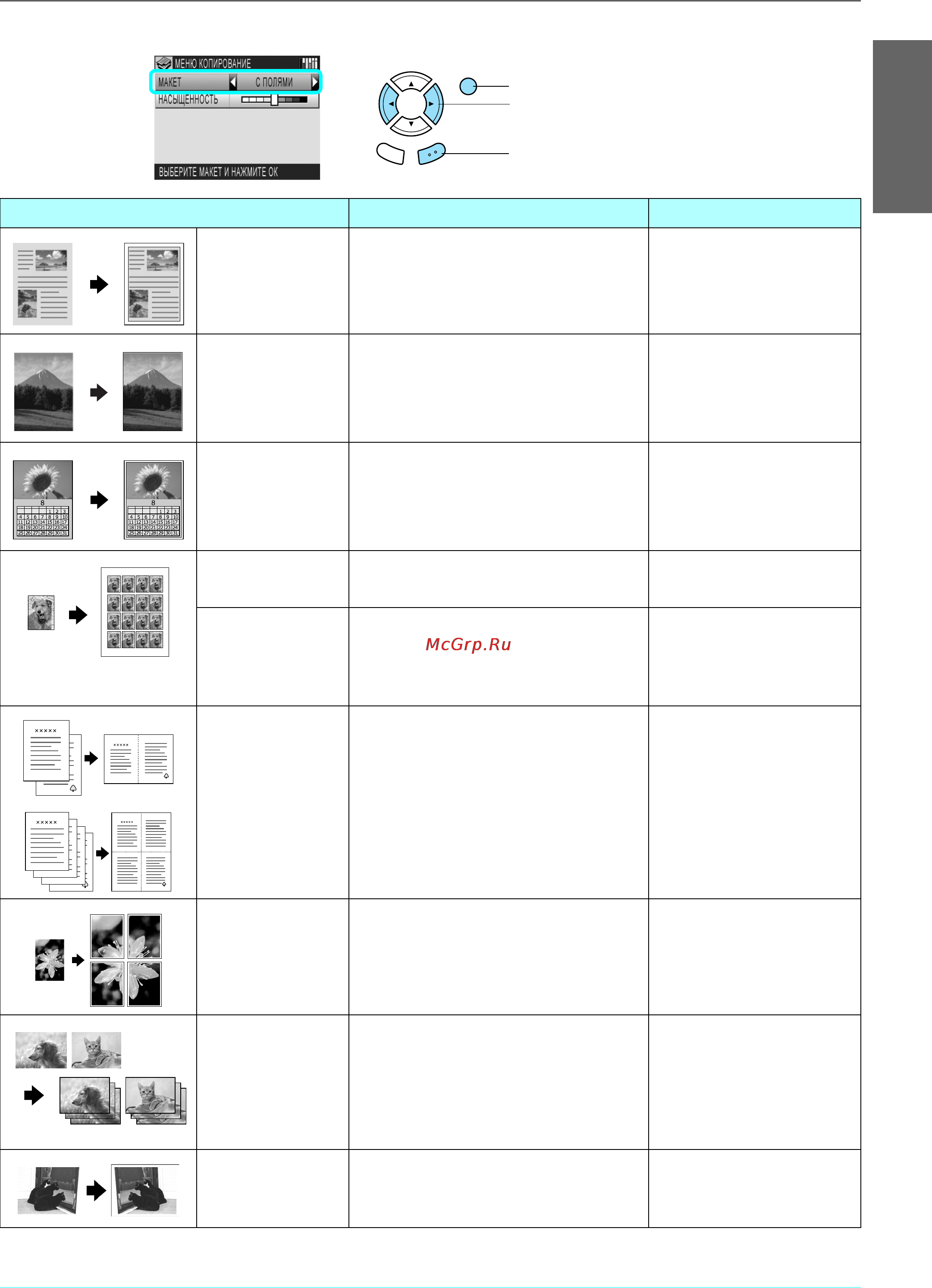 Epson Stylus Photo RX620 [7/44] Выбор макета копирования