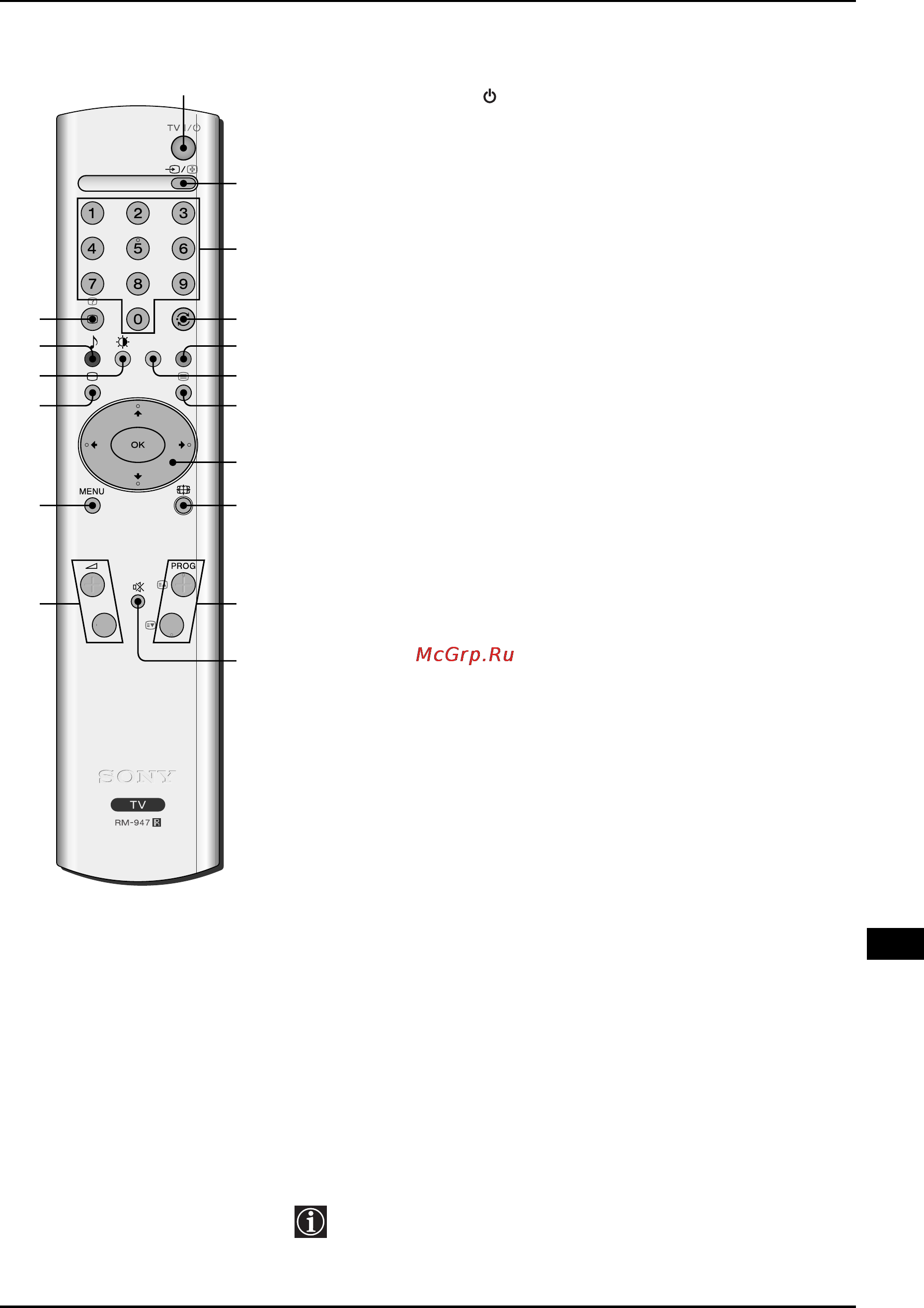 Sony KV-32CS71K [105/144] Назначение кнопок на пульте дистанционного управления