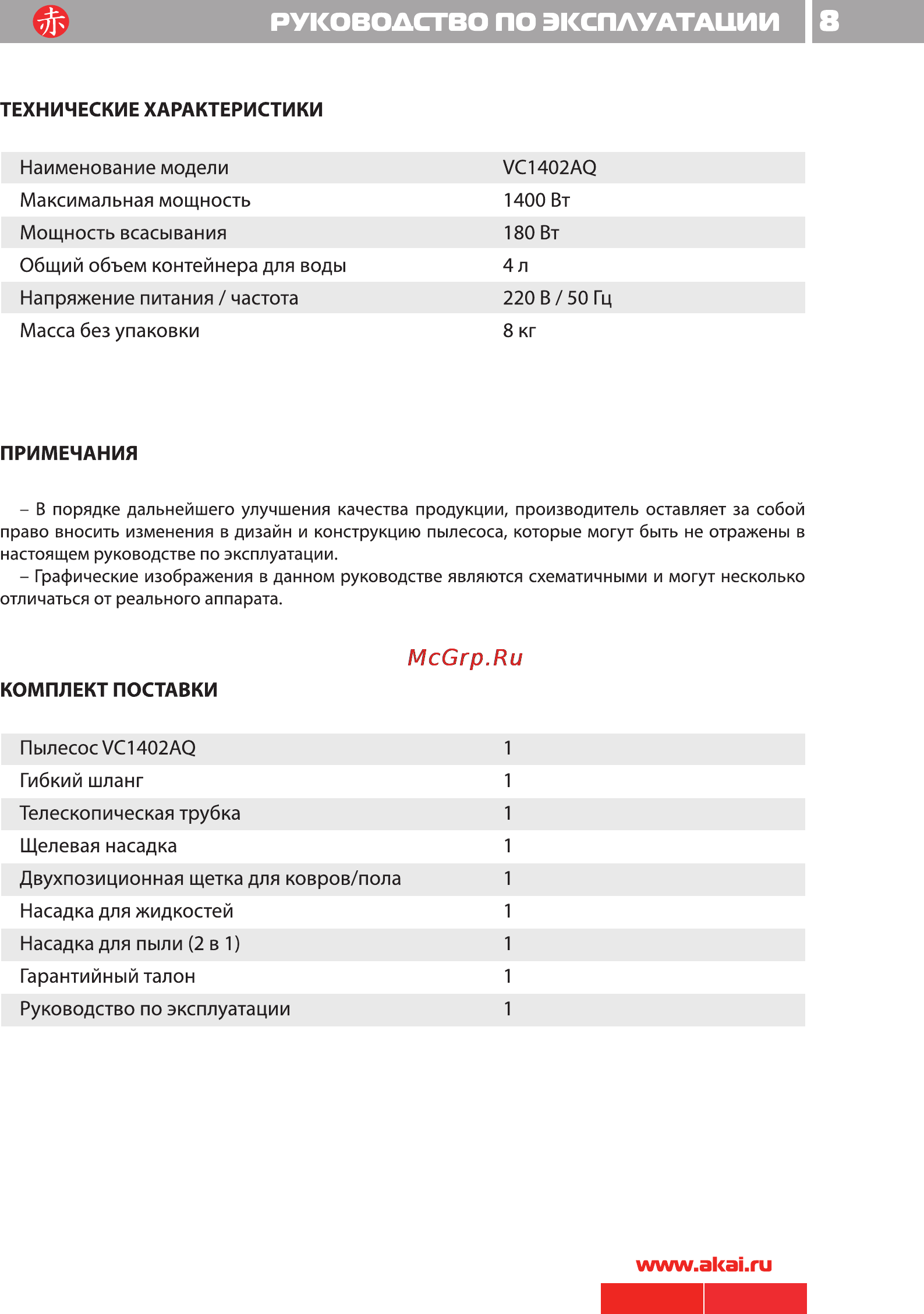 Akai VC 1402 AQ [9/12] Руководство по эксплуатации