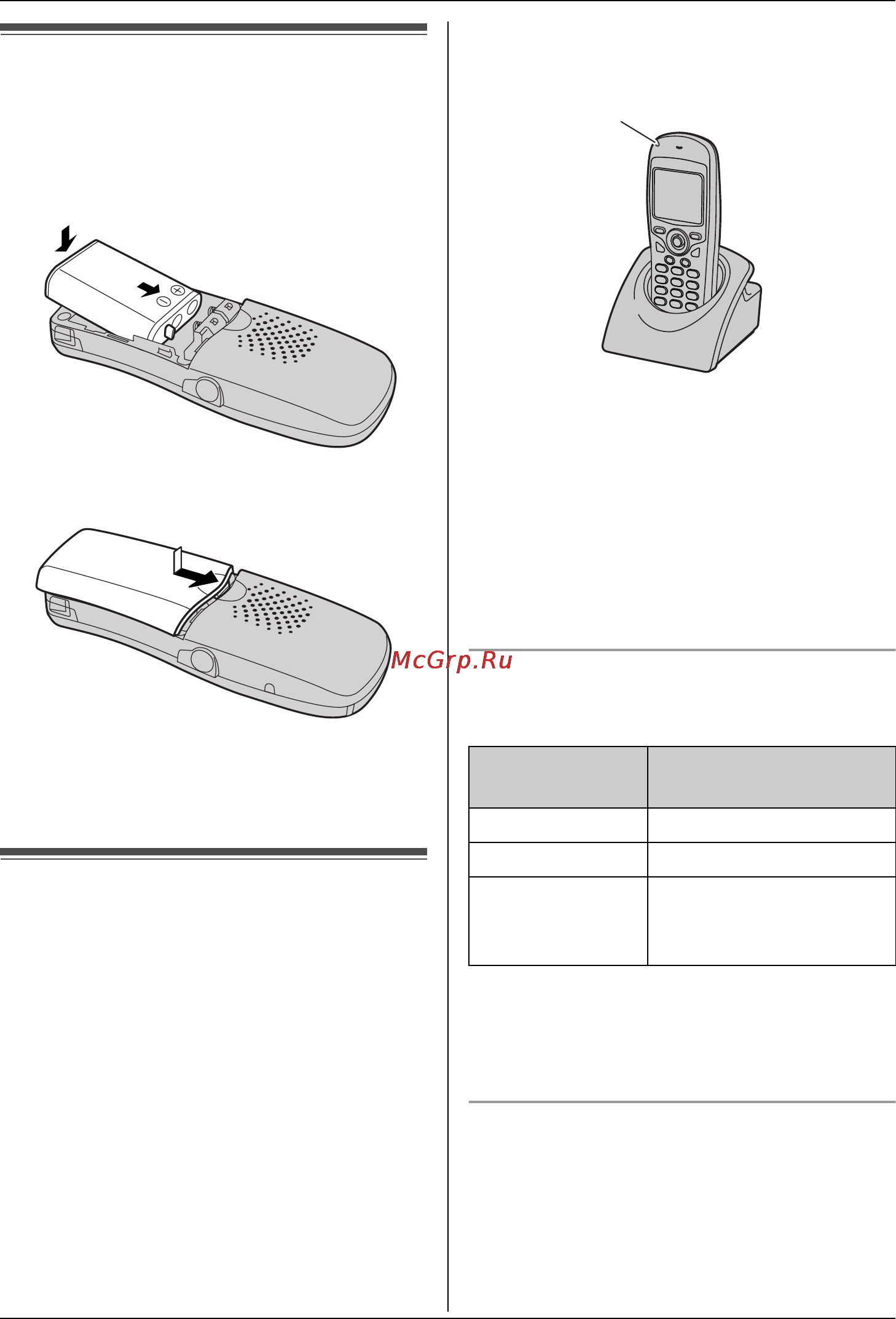 Panasonic KX-TCD566RU [10/52] Зарядка аккумуляторной батареи