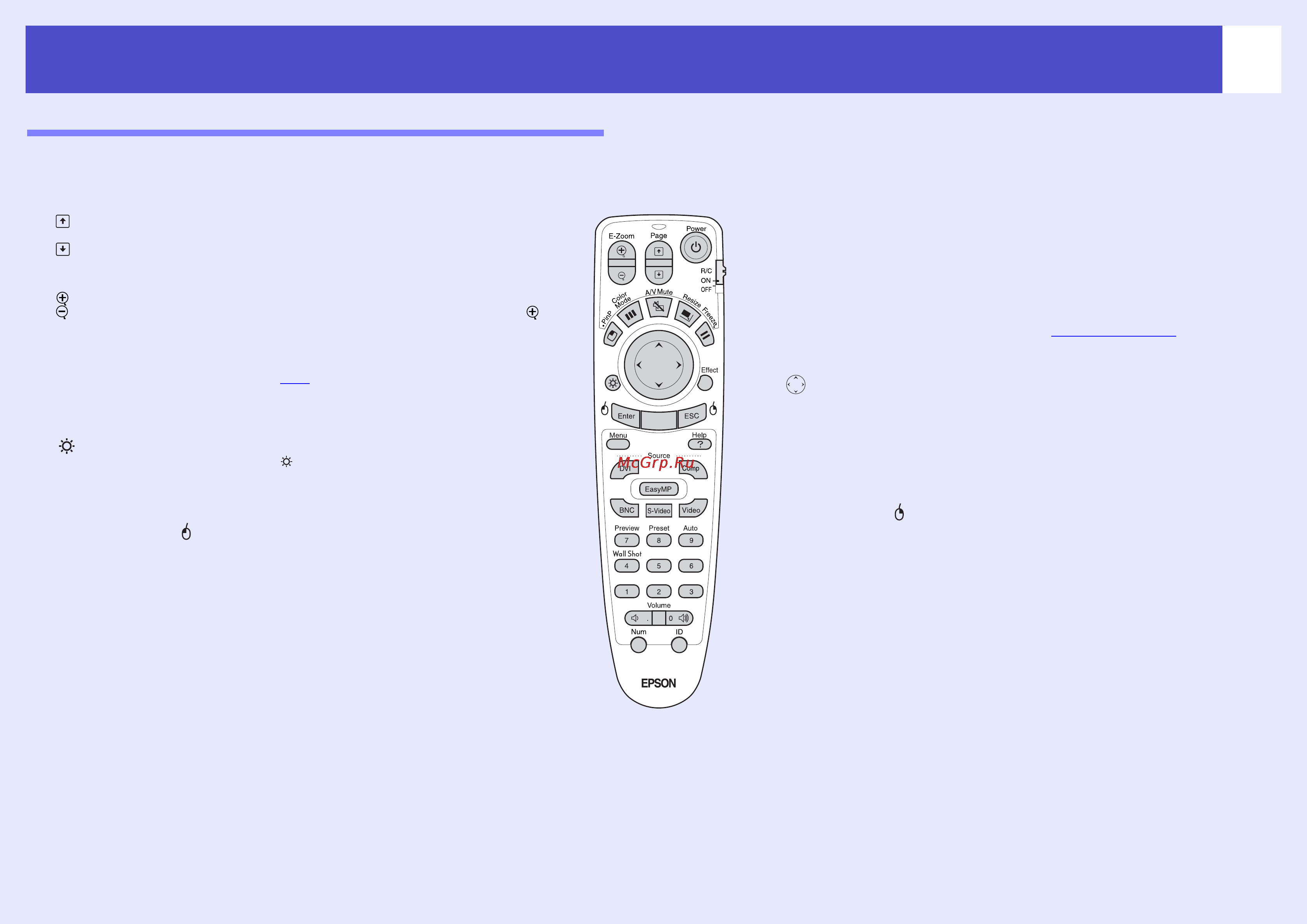Epson EMP-7950 [10/165] Пульт ду