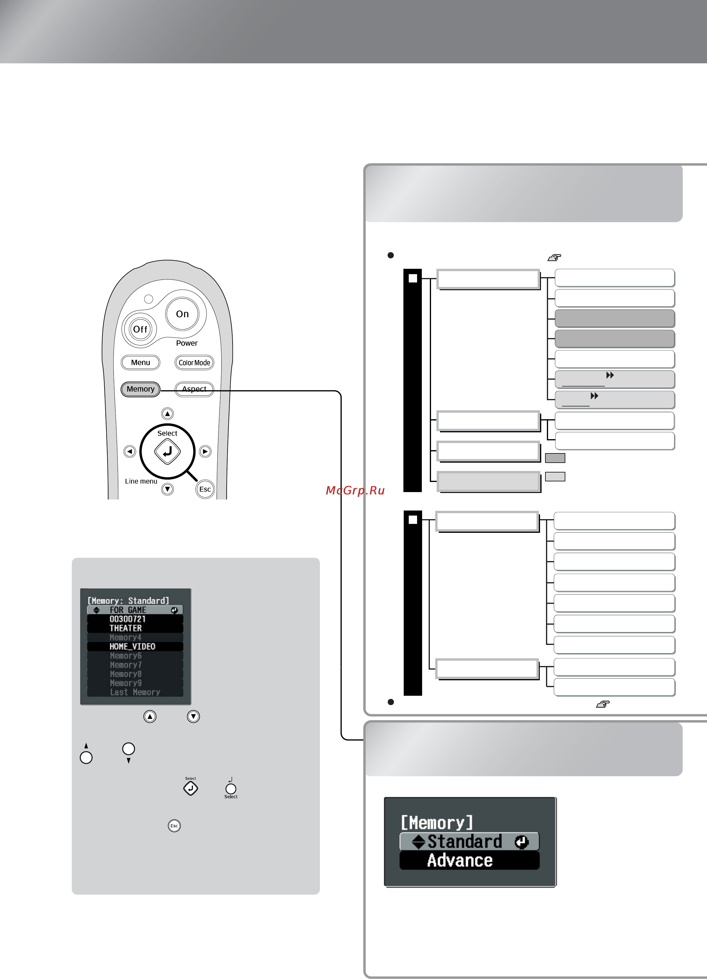 Epson EMP-TW500 [14/55] Операции в меню выбора