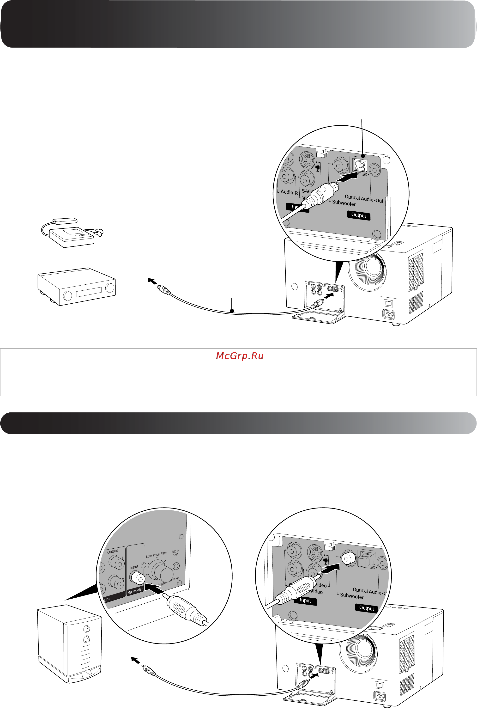 Epson EMP-TWD1 [44/71] Подключение аудиооборудования к оптическому цифровому входу