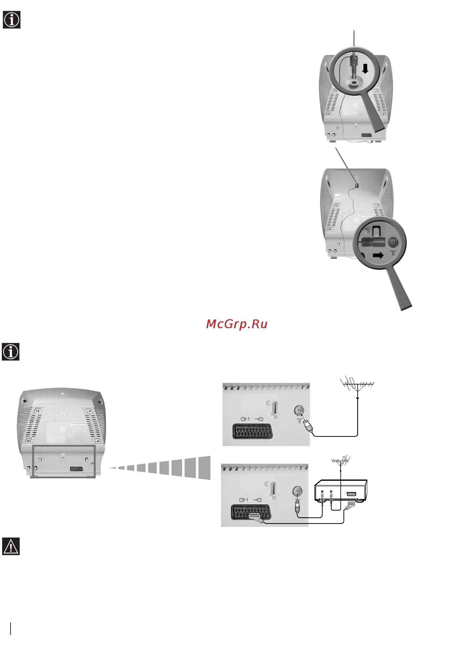 Sony KV-14LT1K [60/128] Podłączenie anteny zewnętrznej i magnetowidu