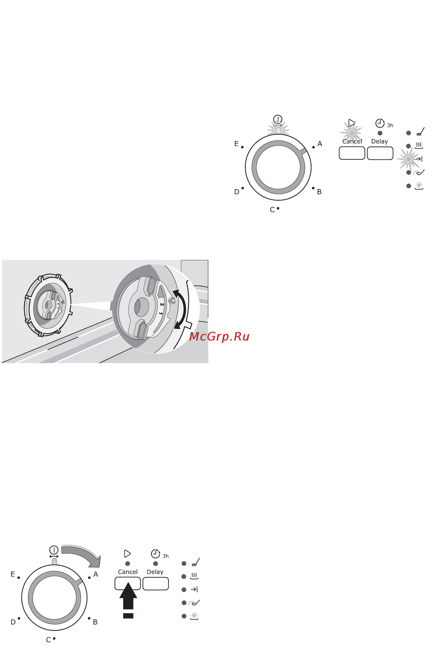 Electrolux ESF 43010 [12/36] Настройка вручную посудомоечная машина установлена заводом изготовителем в положение 2 1 откройте дверцу машины 2 выньте из машины нижнюю корзину 3 переведите переключатель жесткости воды в положение 1 или 2 см таблицу 4 установите на место нижнюю корзину