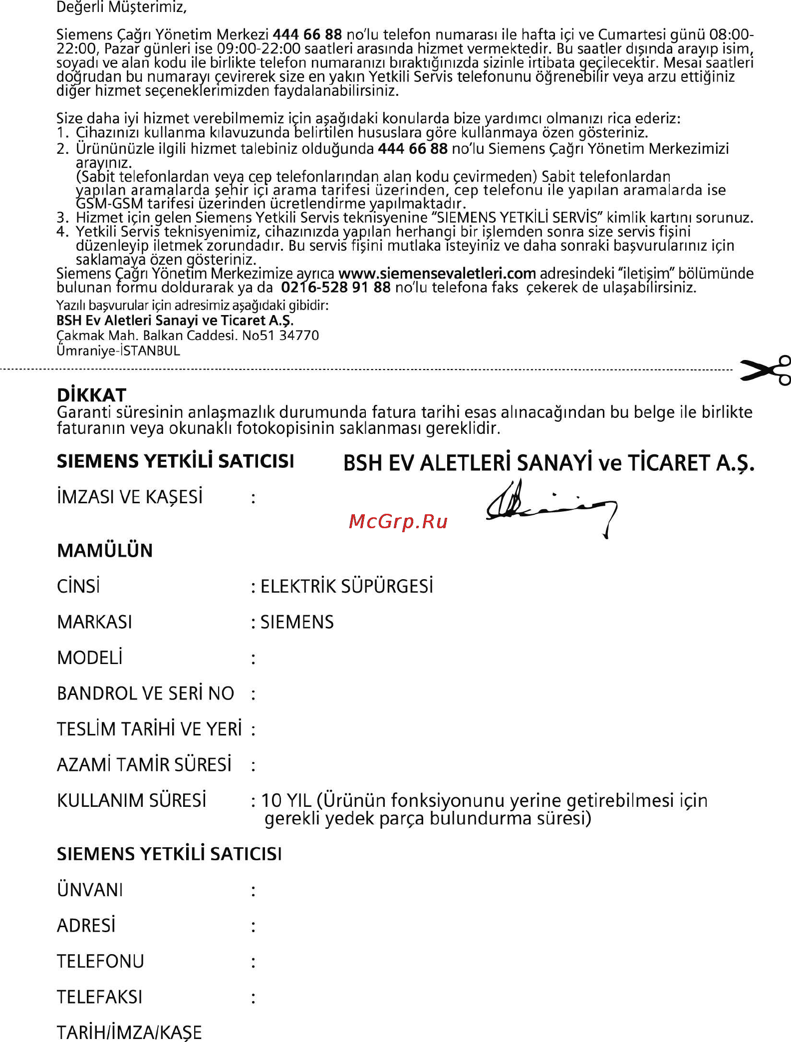Siemens VS 08GP1266 [95/102] Siemens yetkîli saticisi bsh ev aletlerì sanayì ve tìcaret a s