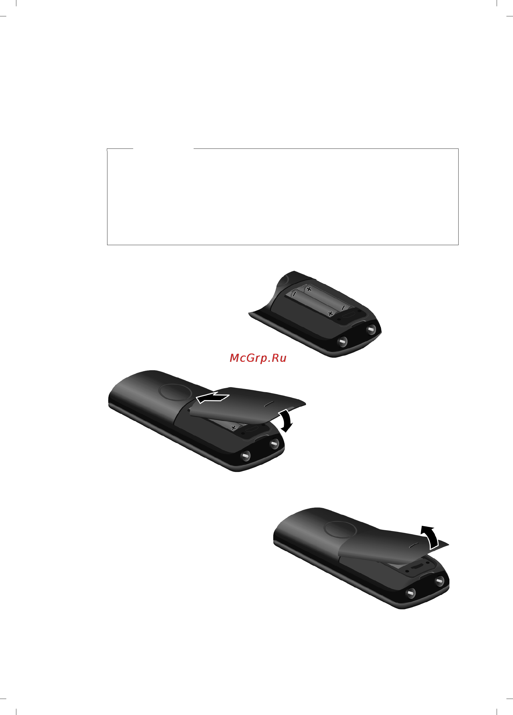 Gigaset C595 Black [13/95] Вставка батареек и закрывание крышки батареек