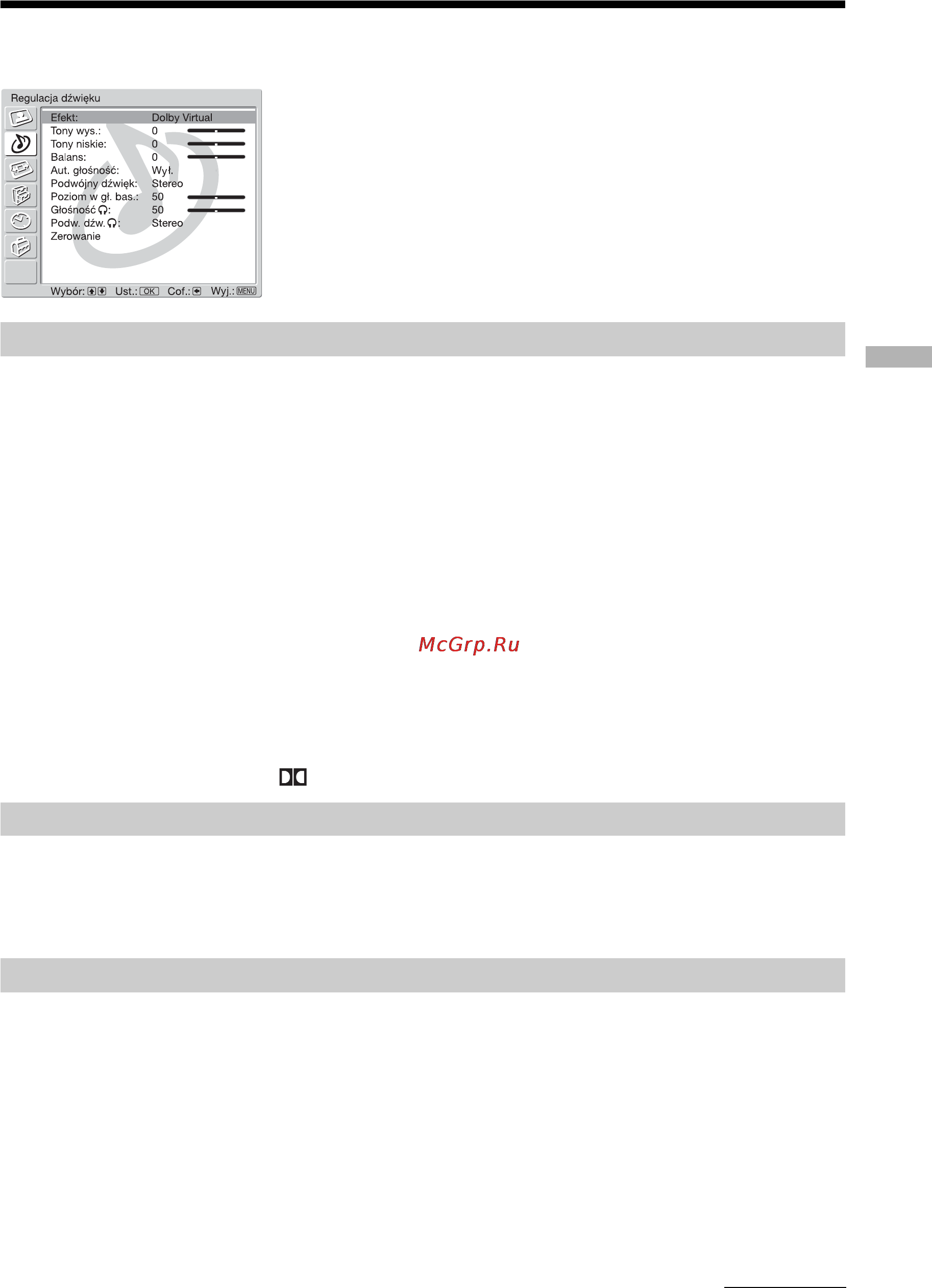 Sony BRAVIA KLV-W40A10E [193/211] Menu regulacja dźwięku