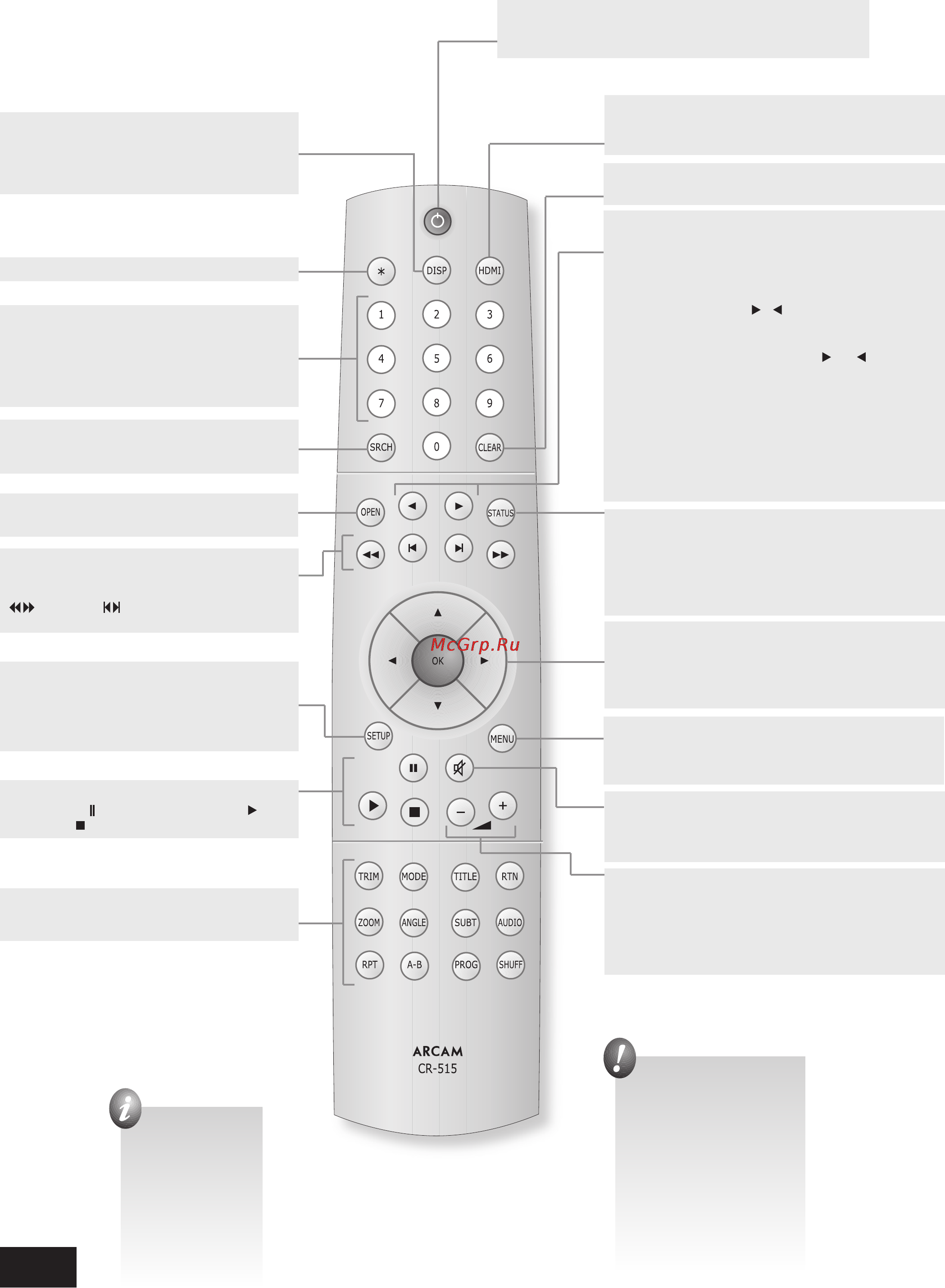 Arcam DV135 [8/21] Пульт дистанционного управления cr 515
