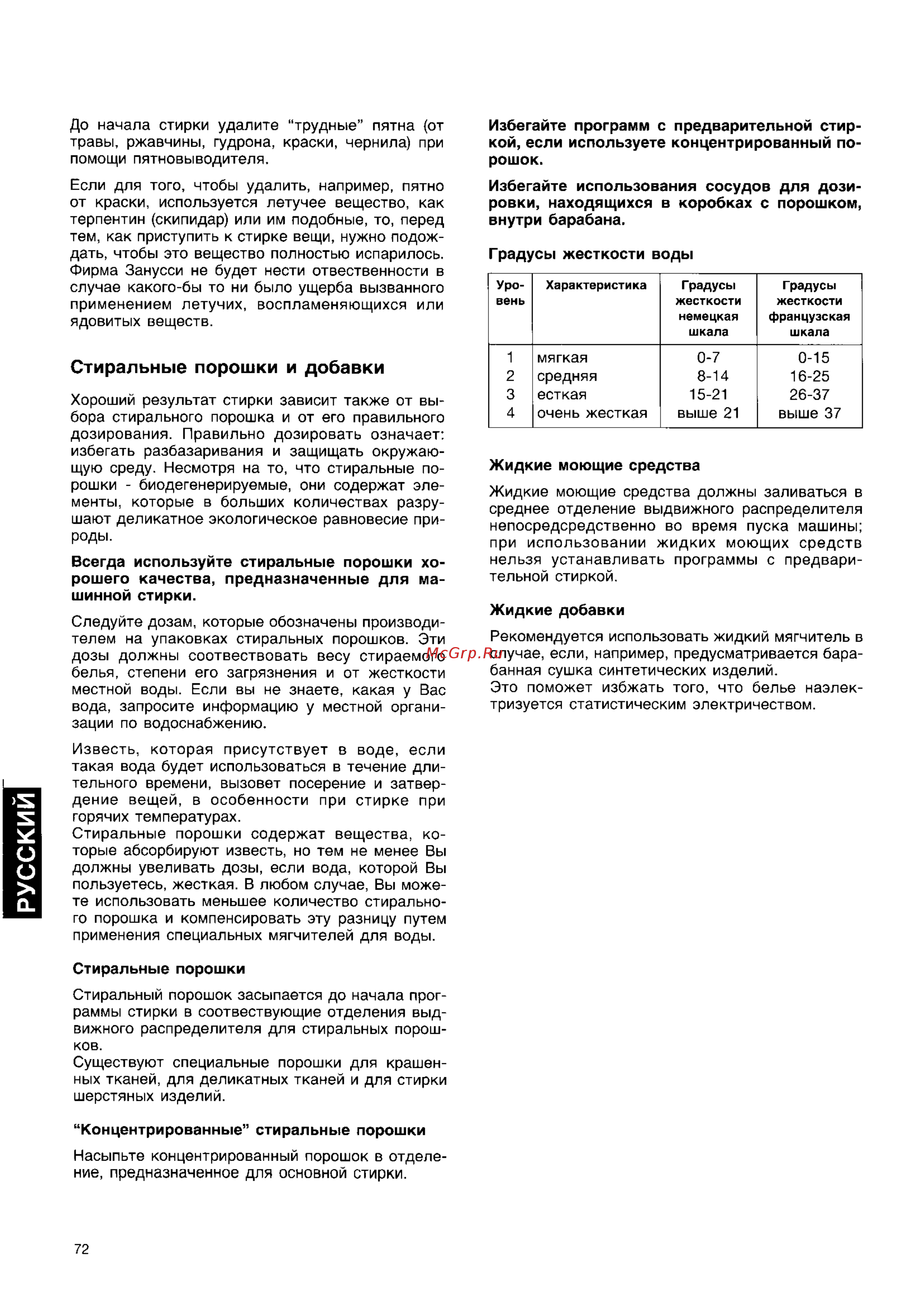 Zanussi FL 411 CN [11/15] Стиральные порошки и добавки