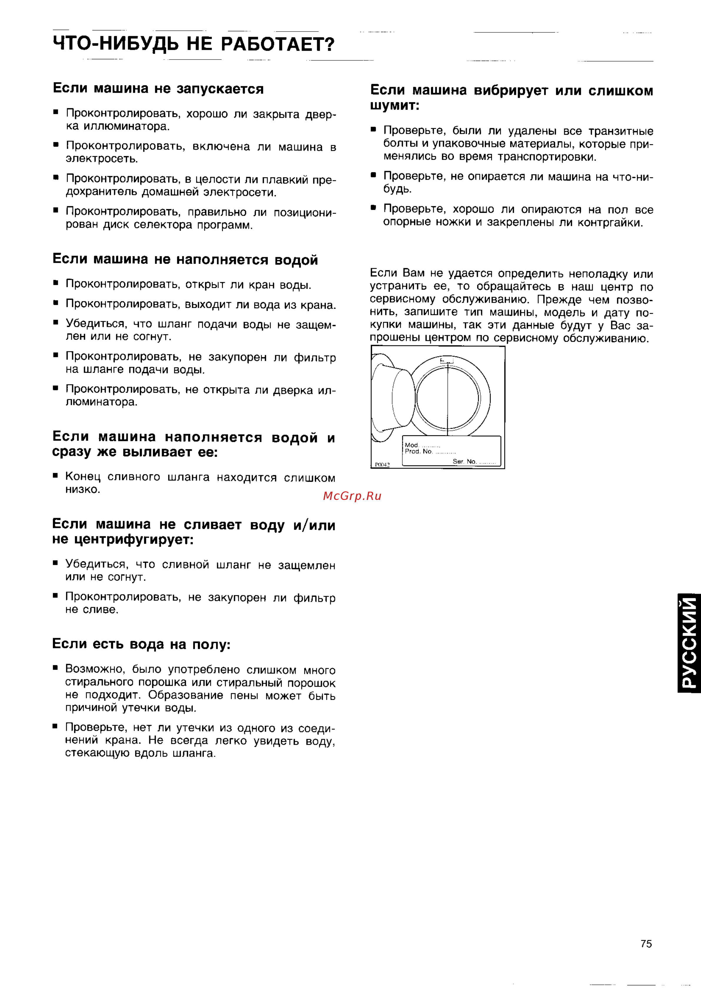 Zanussi FL 411 CN [14/15] Если машина не запускается