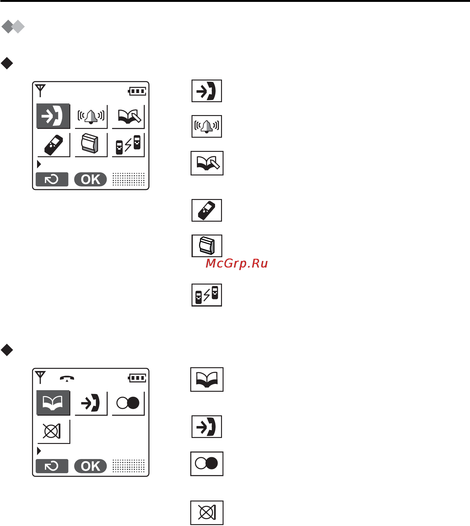 Panasonic KX-TCA355RU [11/64] Отображение меню функций