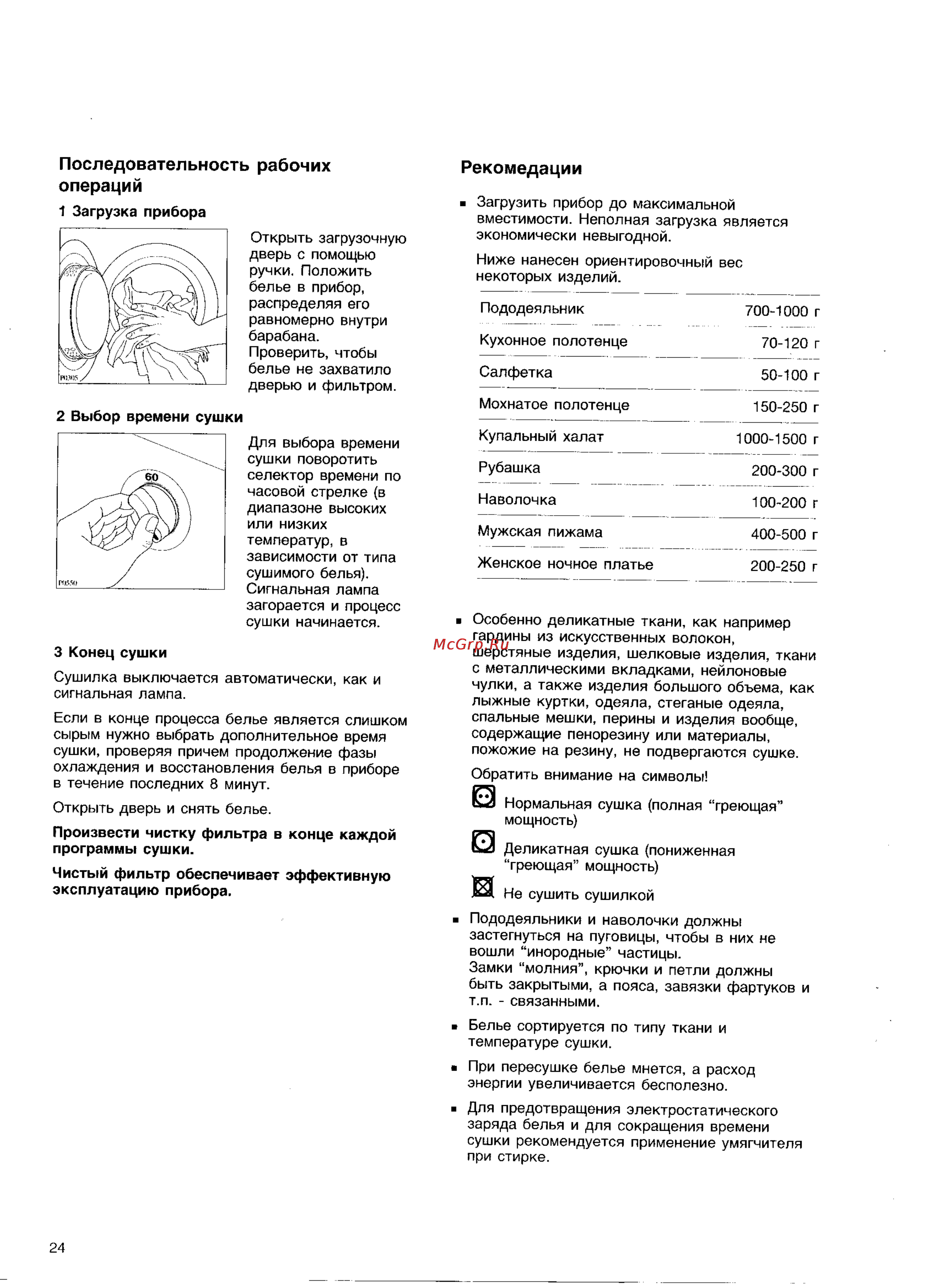 Zanussi TD 160 T [8/9] Последовательность рабочих операций