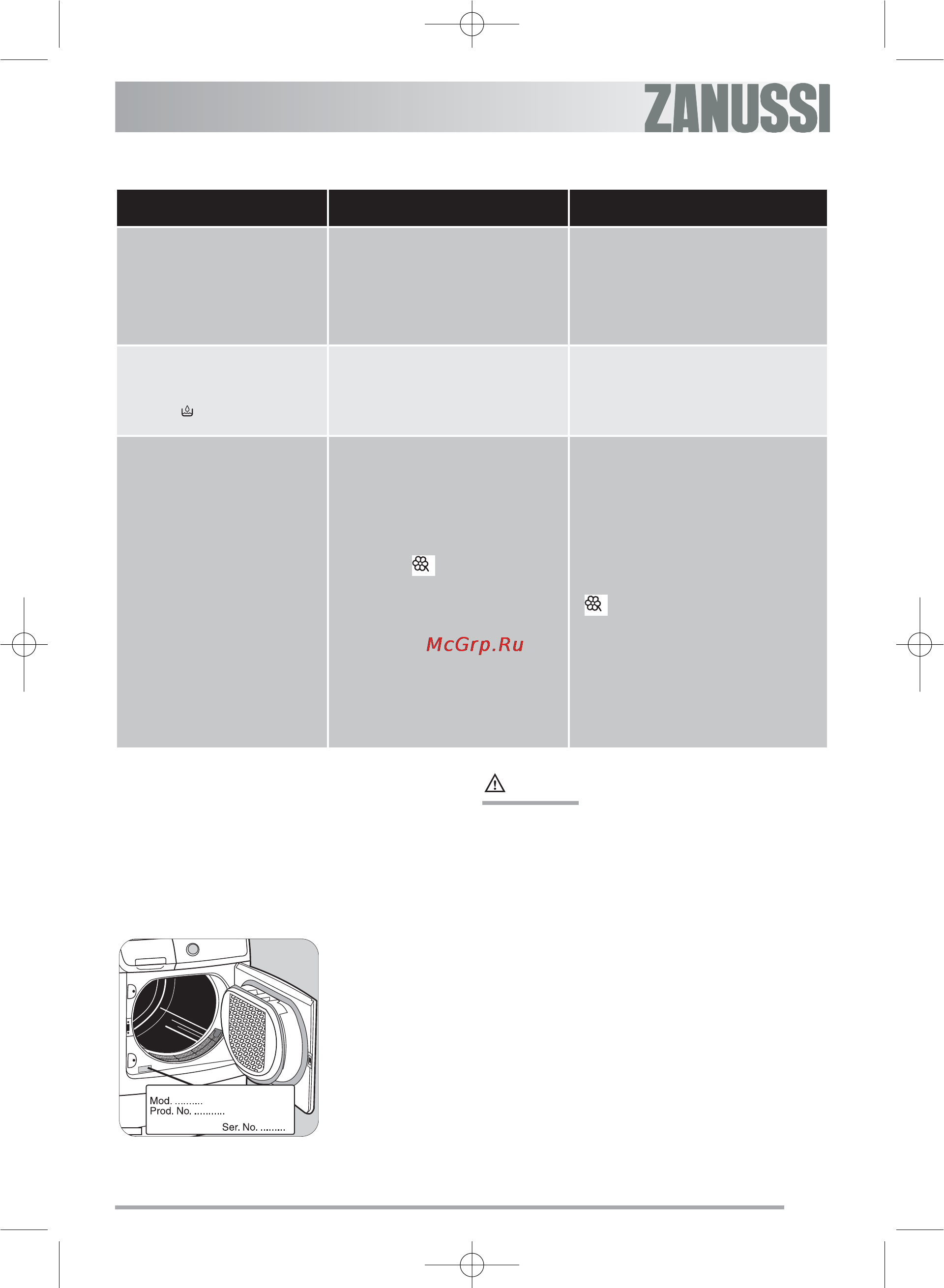Zanussi ZTE 270 [43/76] Suche do szafy