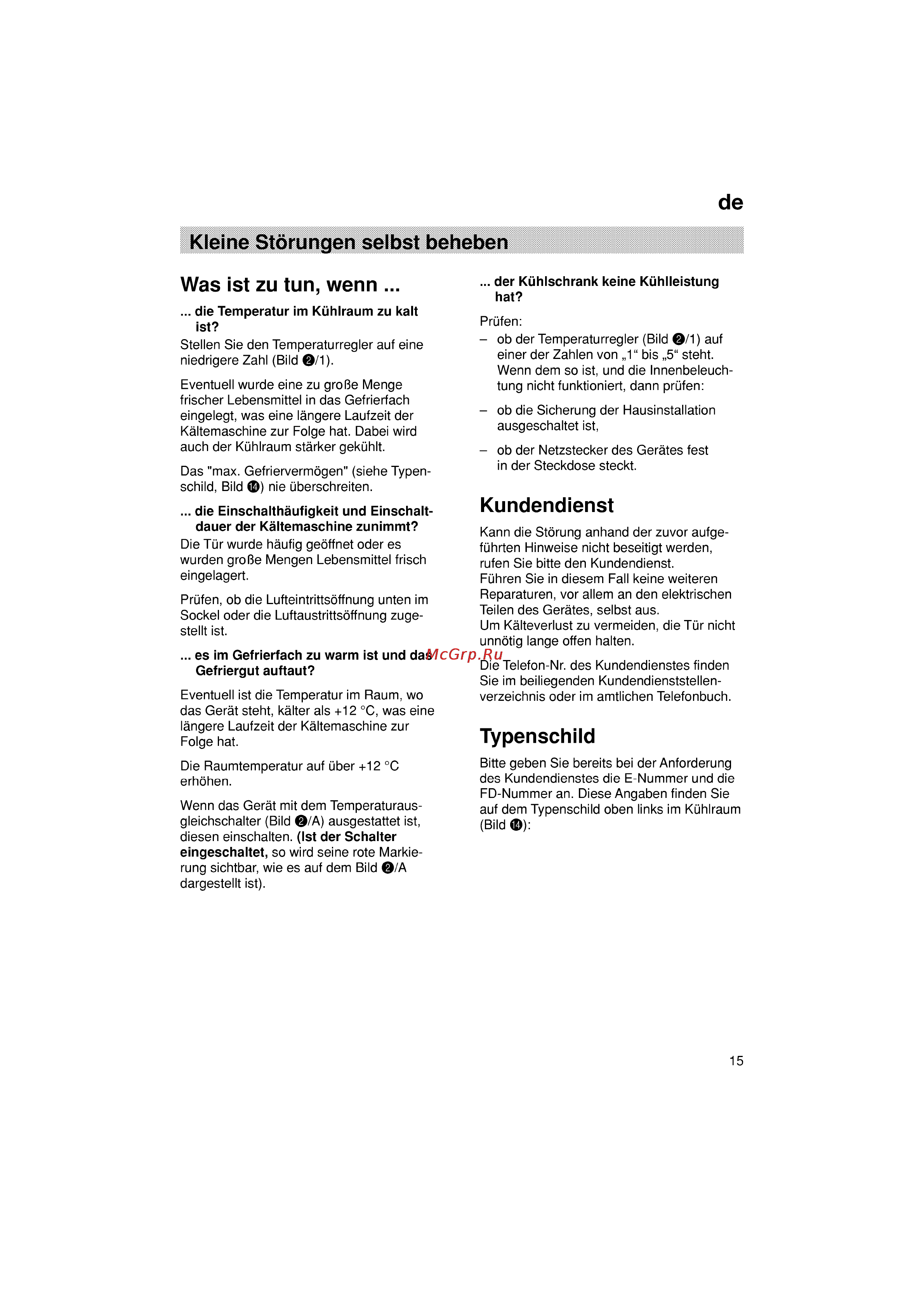 Siemens KG36VY40 [15/96] Kleine störungen selbst beheben