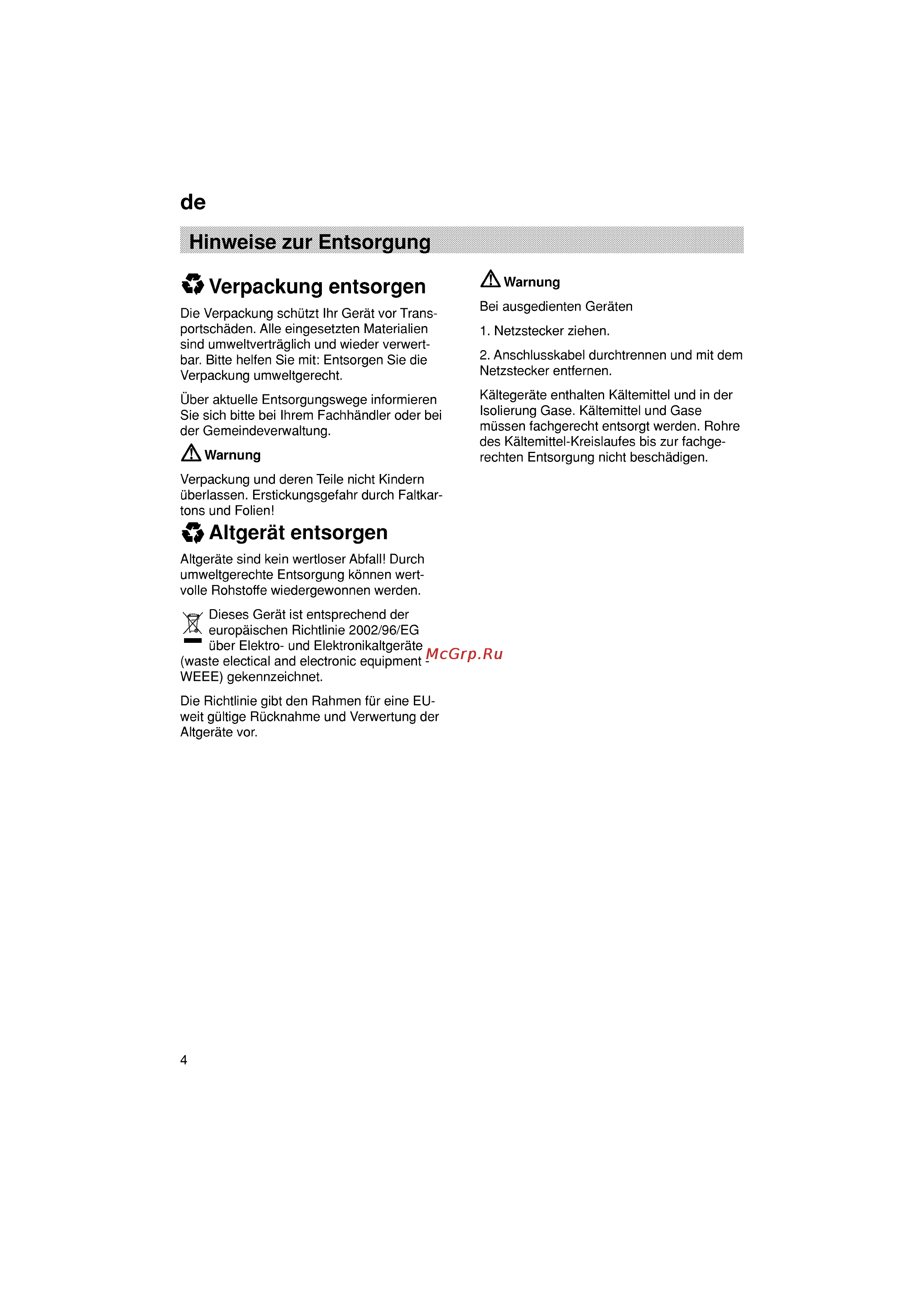 Siemens KG36VY40 [4/96] Hinweise zur entsorgung