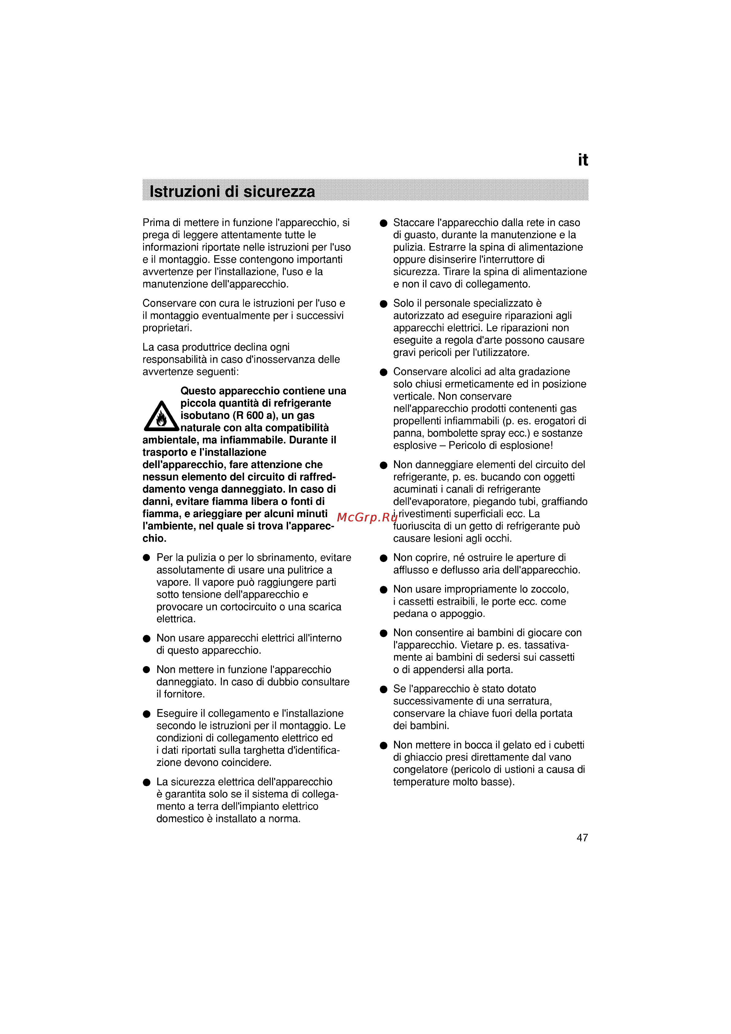 Siemens KG36VY40 [47/96] Istruzioni di sicurezza