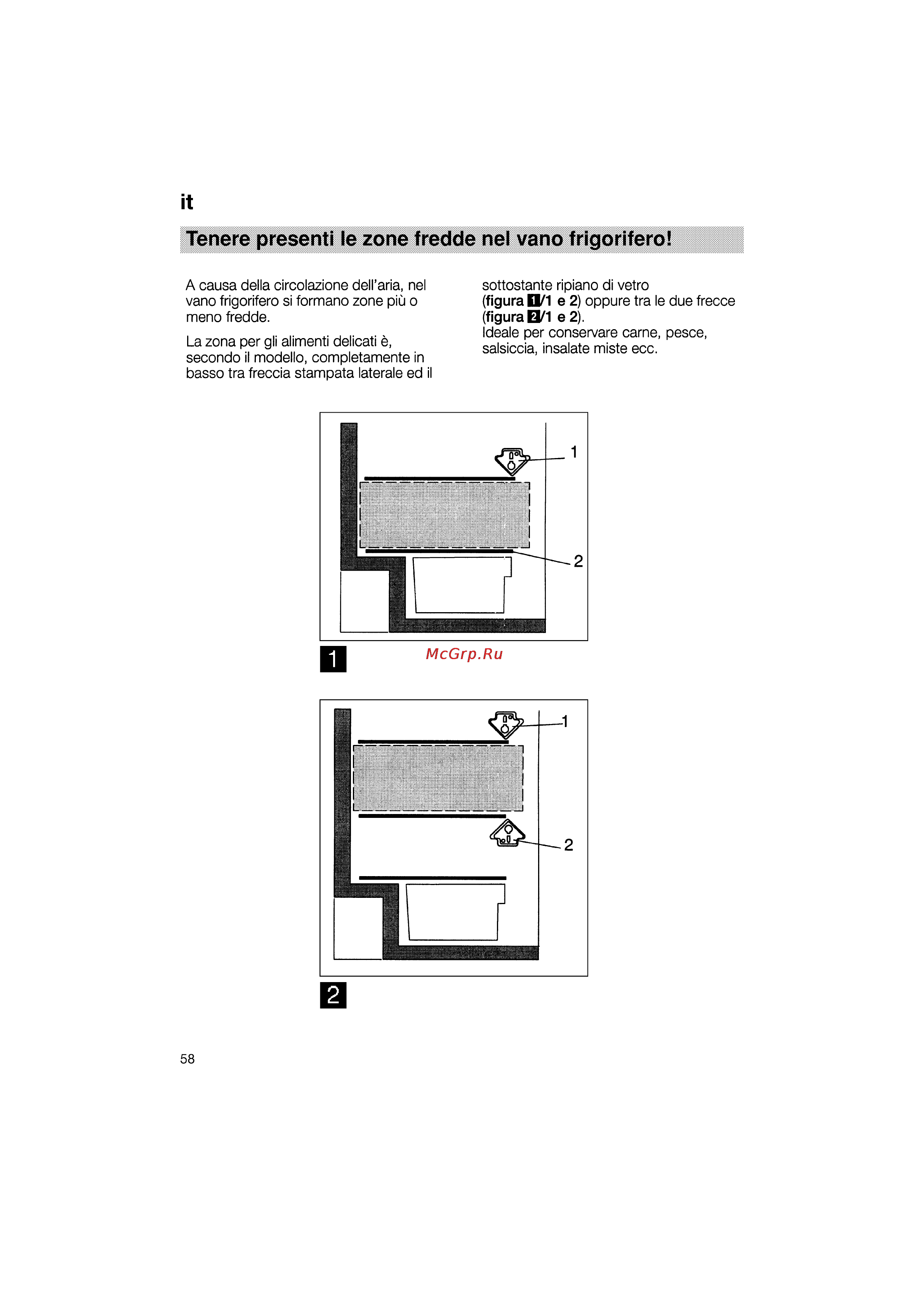 Siemens KG36VY40 [58/96] Tenere present ie zone fredde nel vano frigorifero