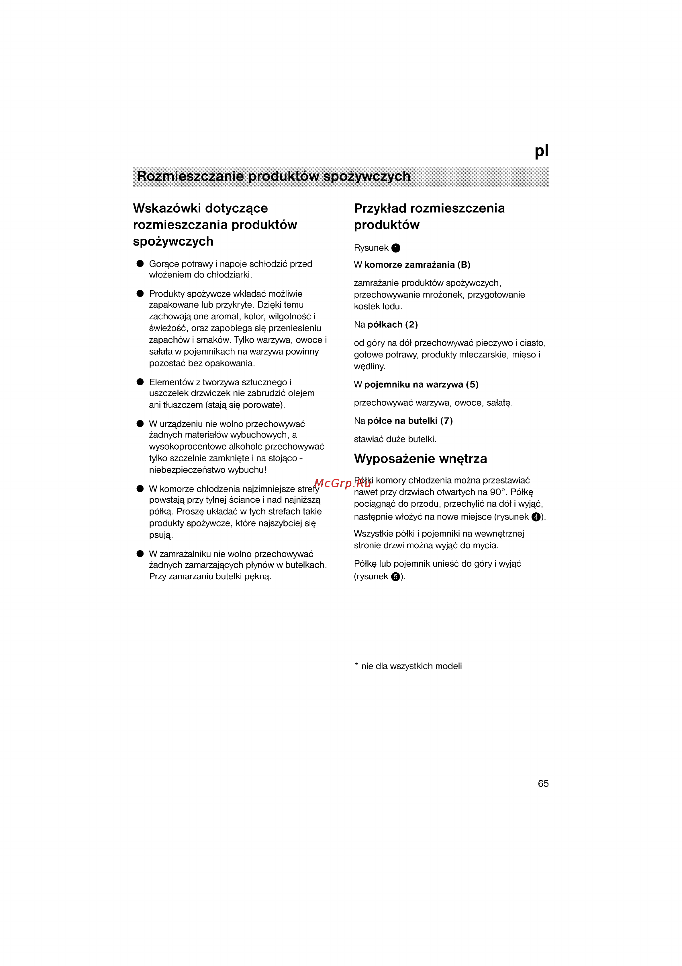 Siemens KG36VY40 [65/96] Przyktad rozmieszczenia produktów