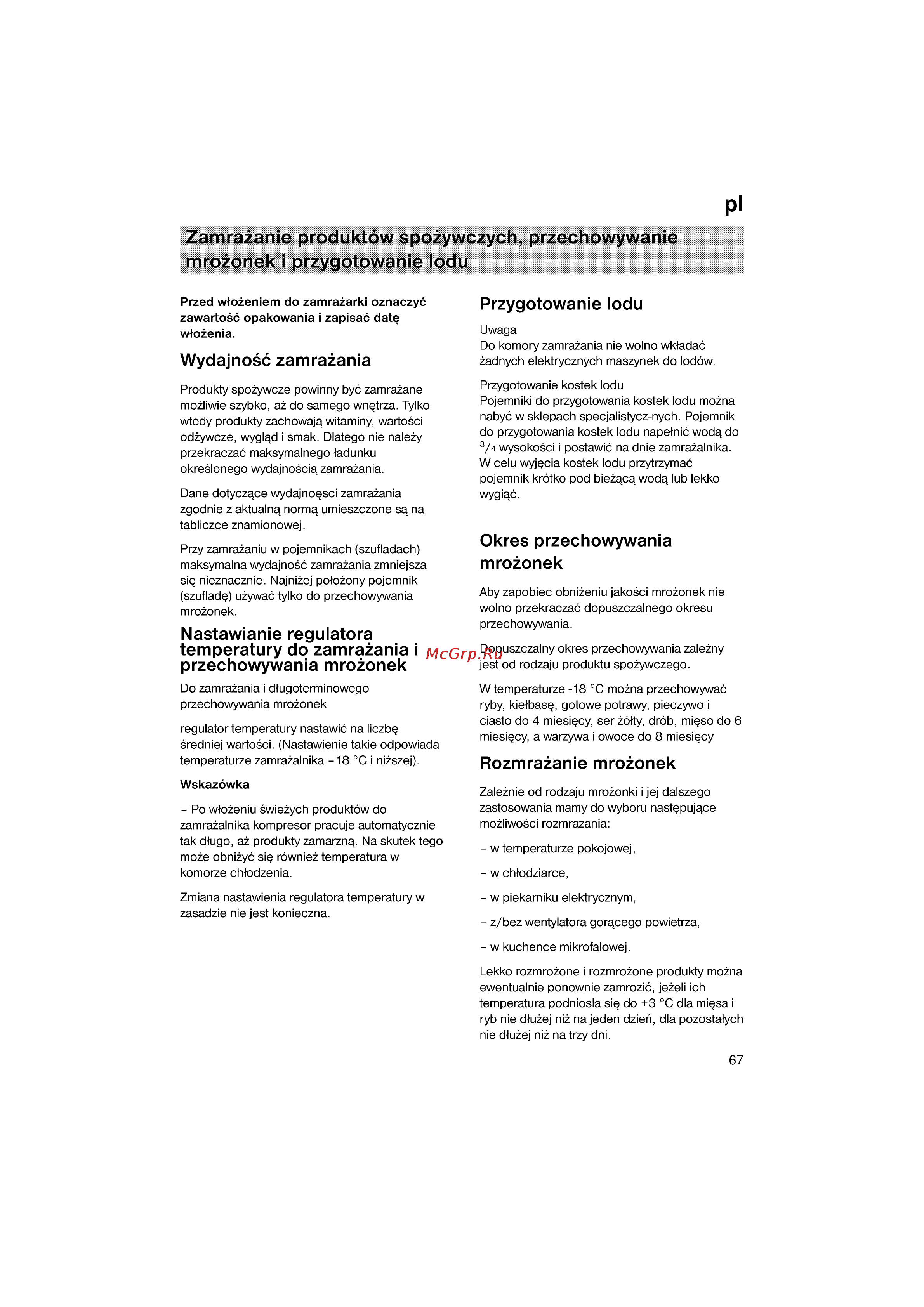 Siemens KG36VY40 [67/96] Nastawianie regulatora temperatury do zamrazania i przechowywania mrozonek