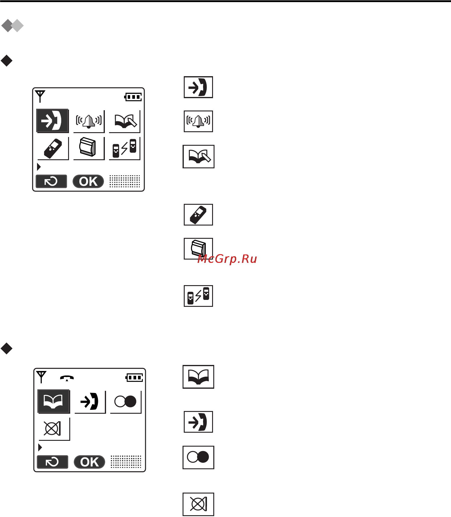 Panasonic KX-TCA255RU [11/64] Отображение меню функций