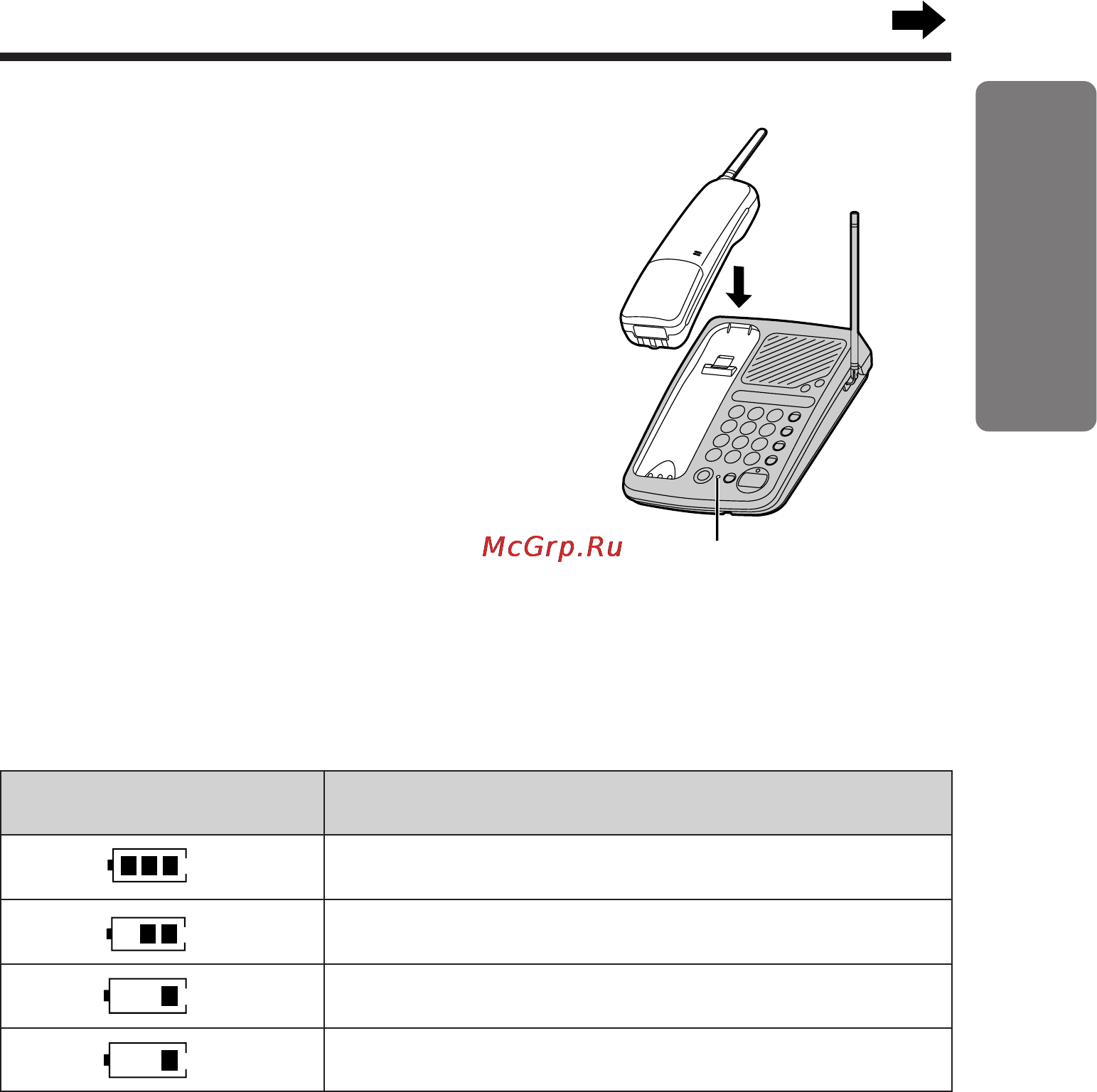 Panasonic KX-TC976RU [11/22] Зарядка батареи