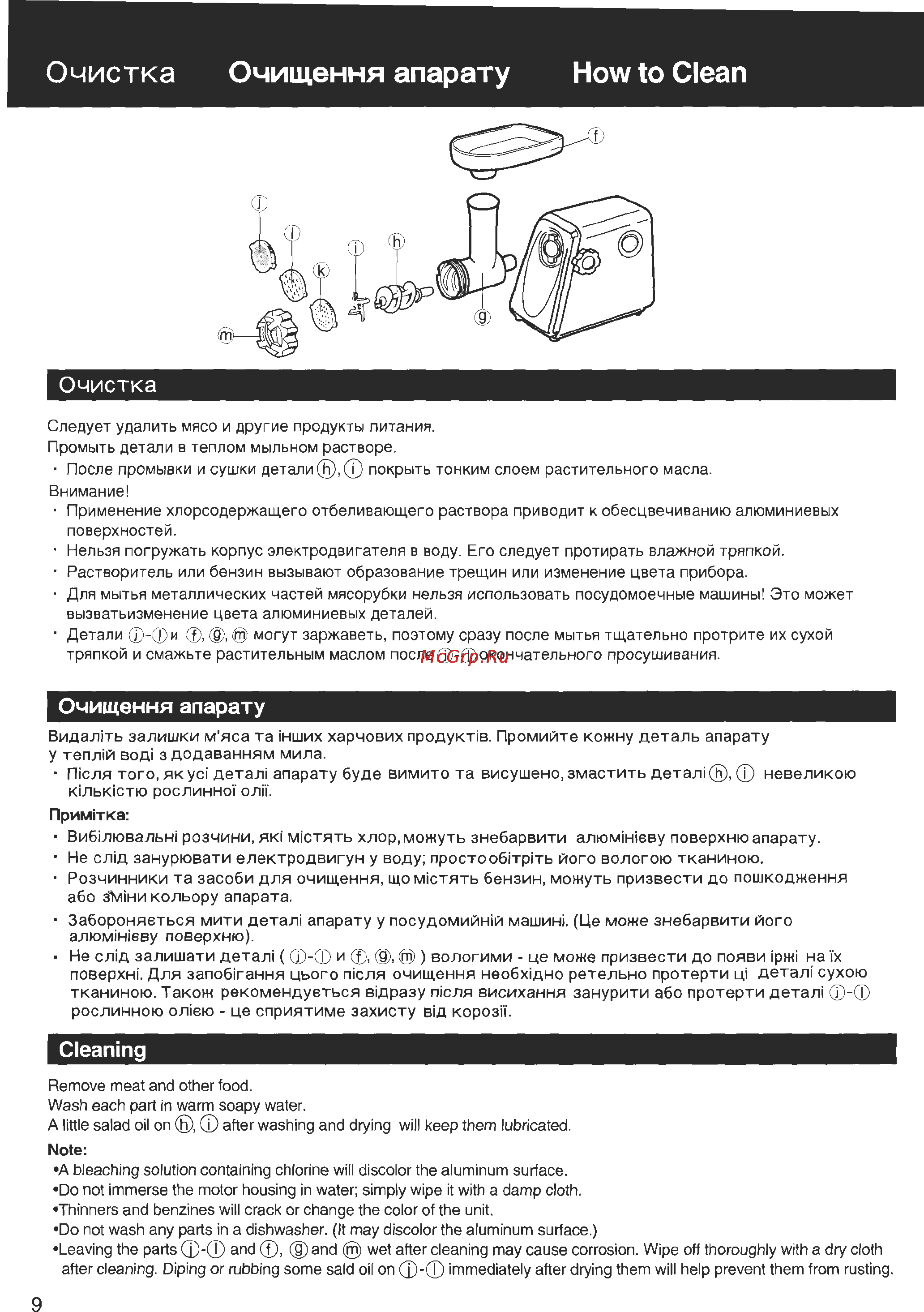 Panasonic MK-G1300P Инструкция по эксплуатации онлайн [10/12] 51990