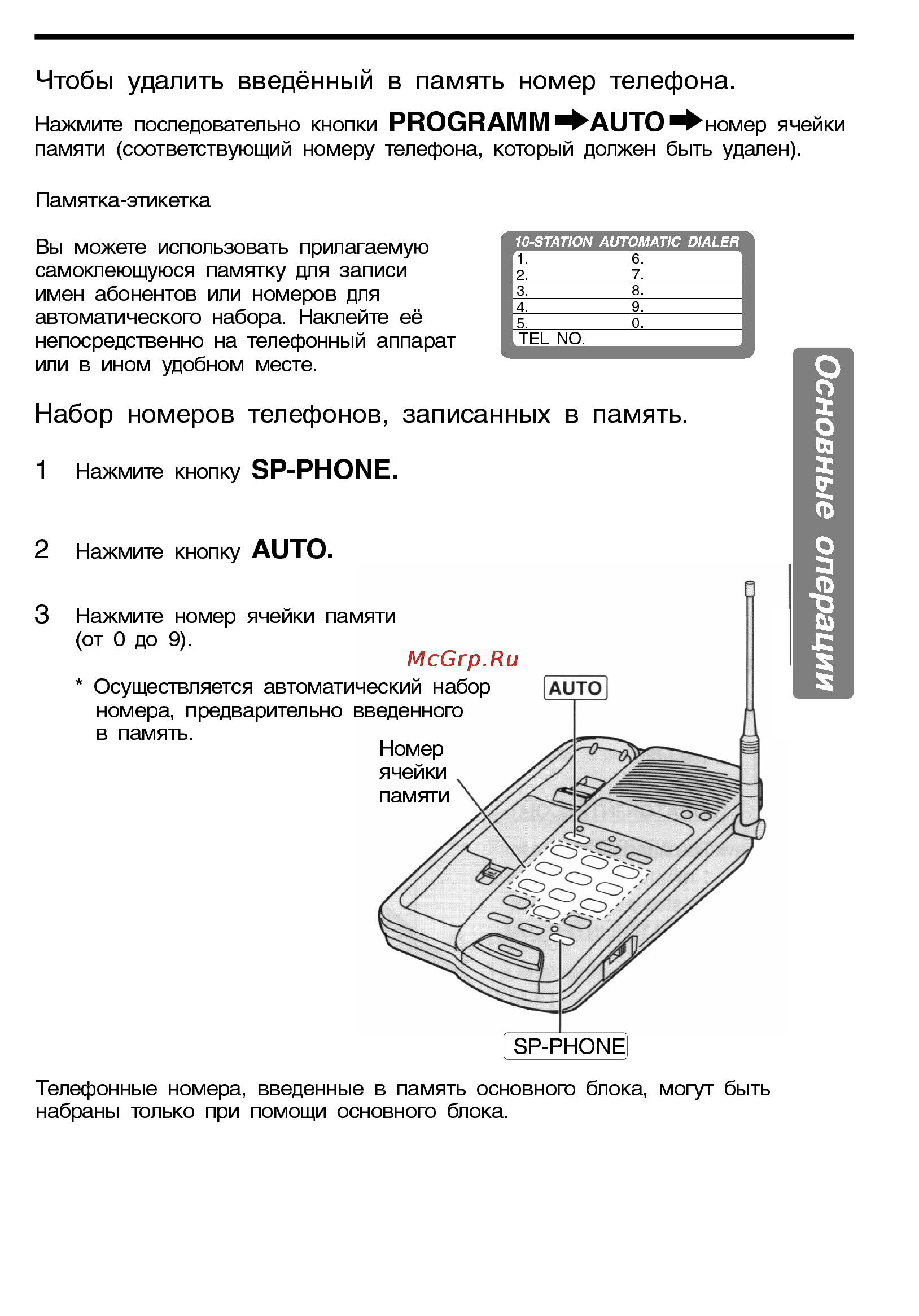 Panasonic KX-TC928BX [19/32] Основные операции