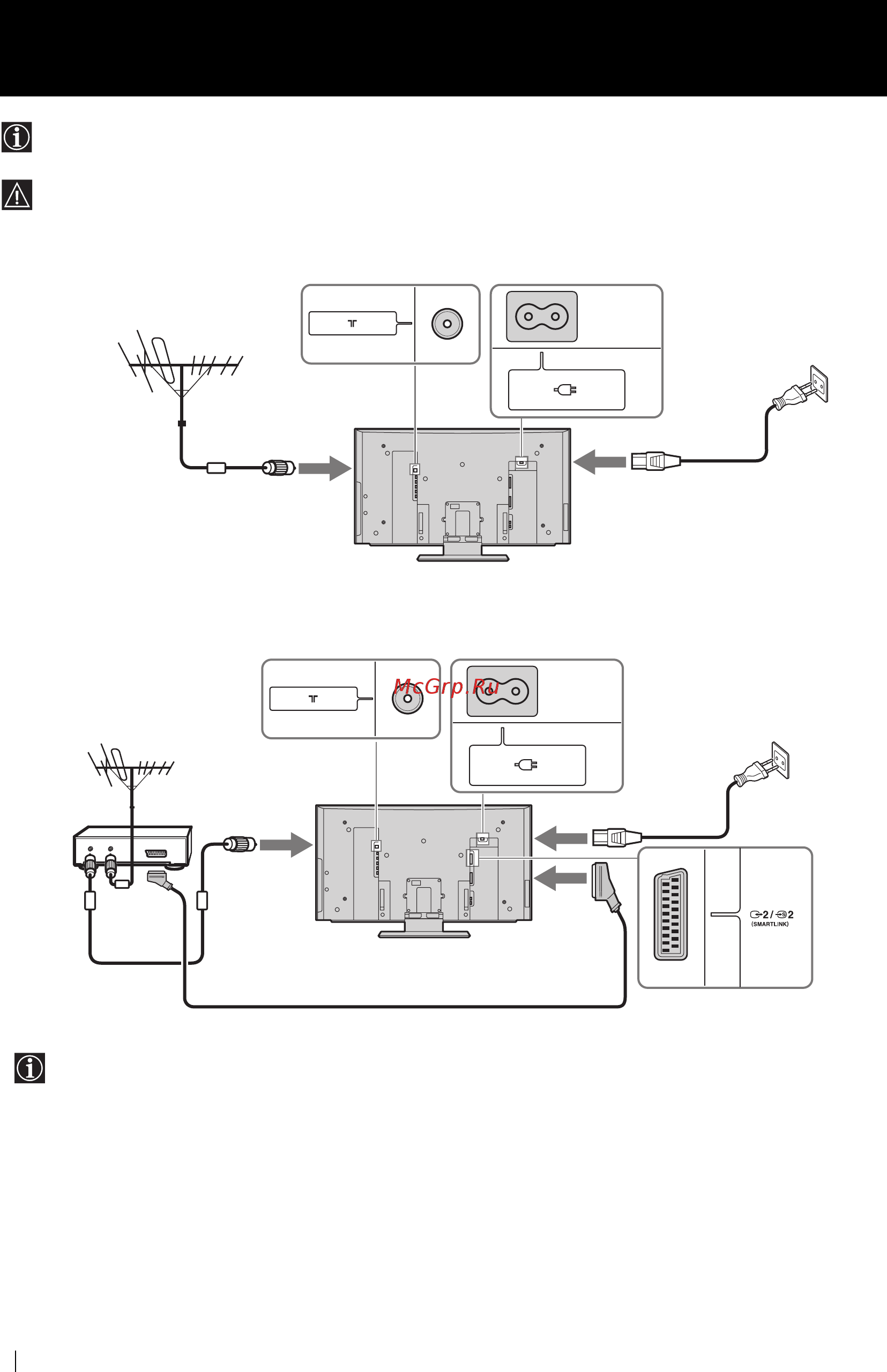 Sony KLV-26 HG2/S [80/148] Podłączanie do telewizora anteny magnetowidu i przewodu zasilającego