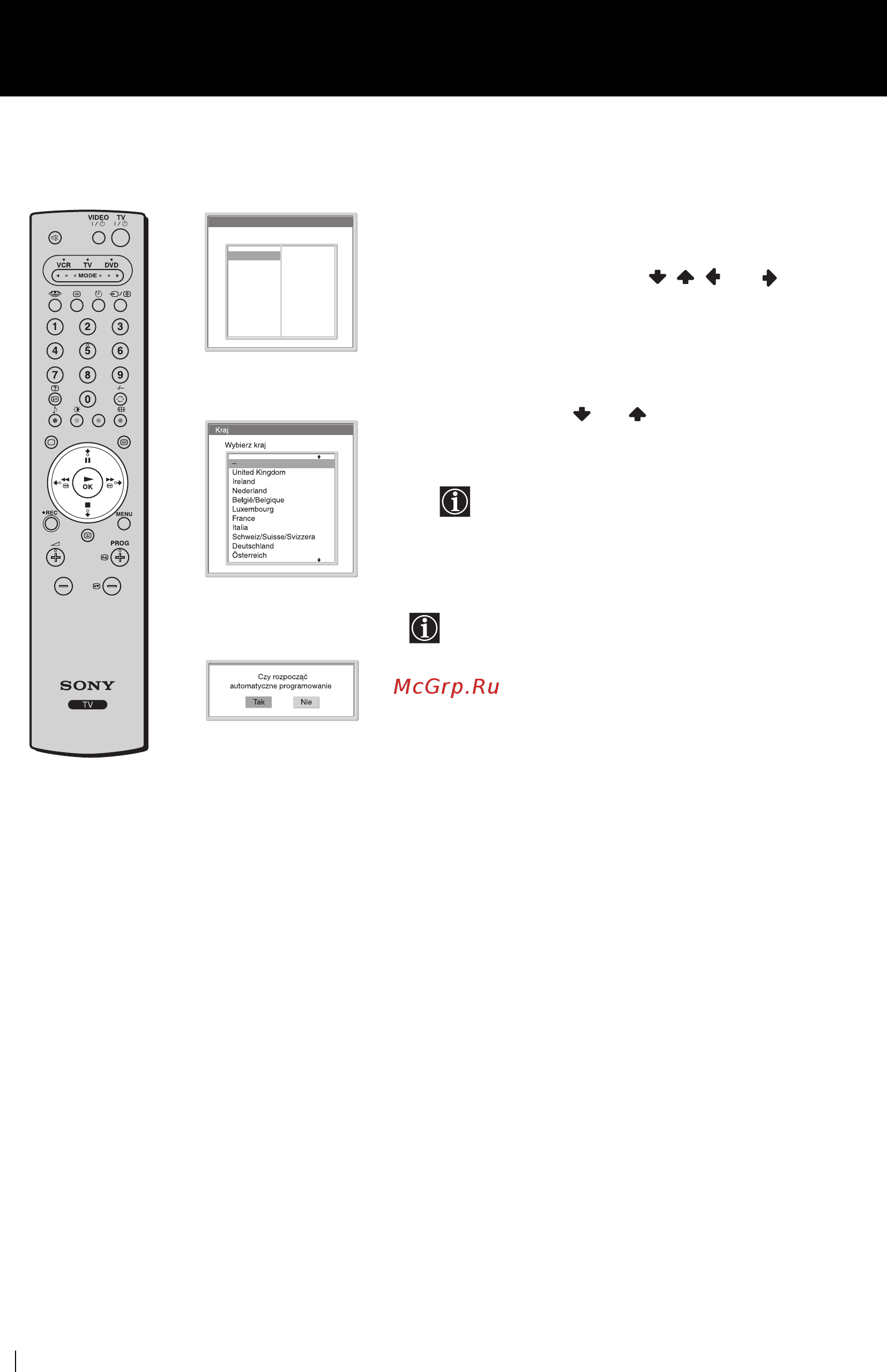 Sony KLV-21SG2 [84/148] Wybieranie języka menu ekranowego i kraju regionu