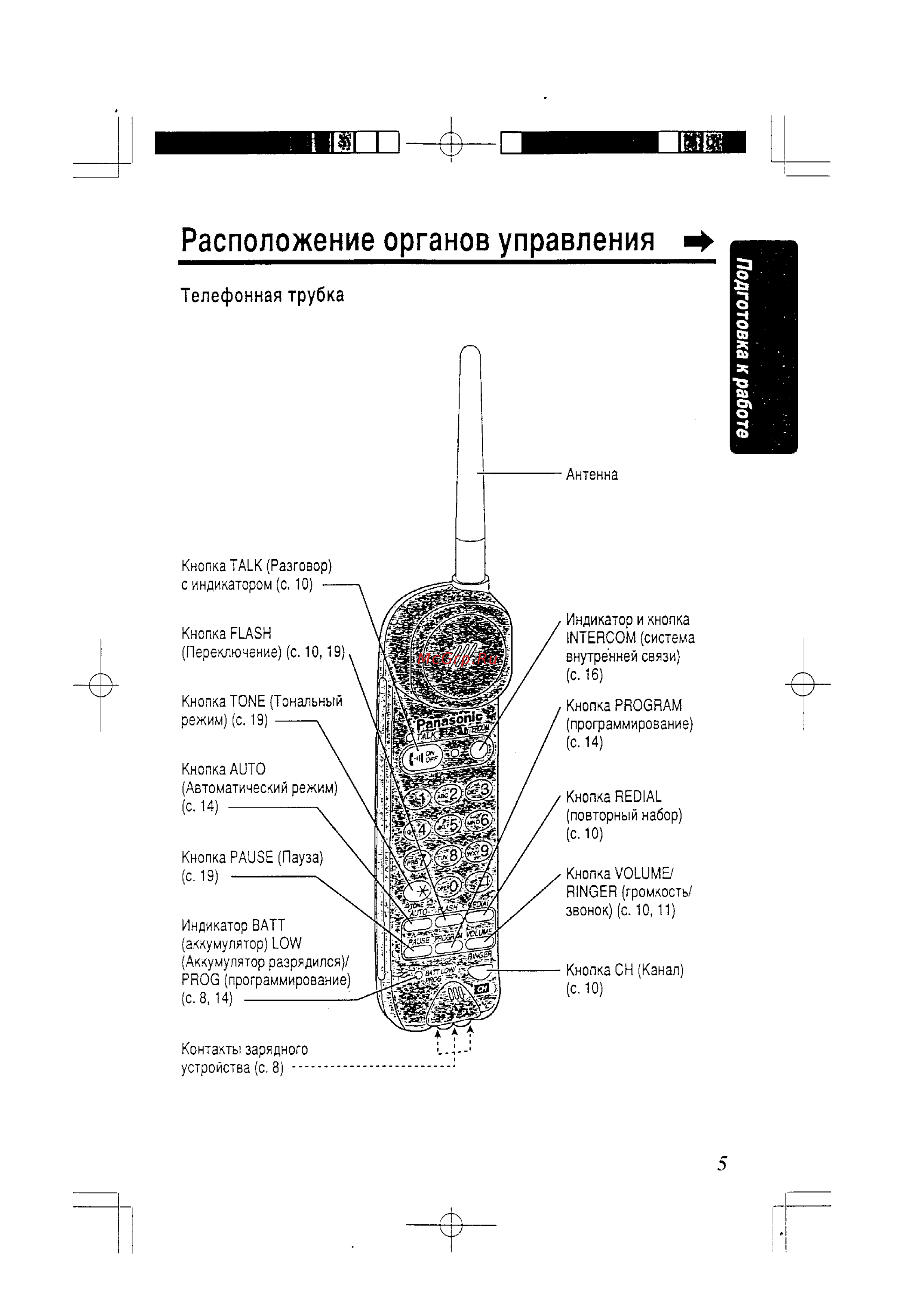 Panasonic KX-TC418RU-B [5/24] Телефонная трубка
