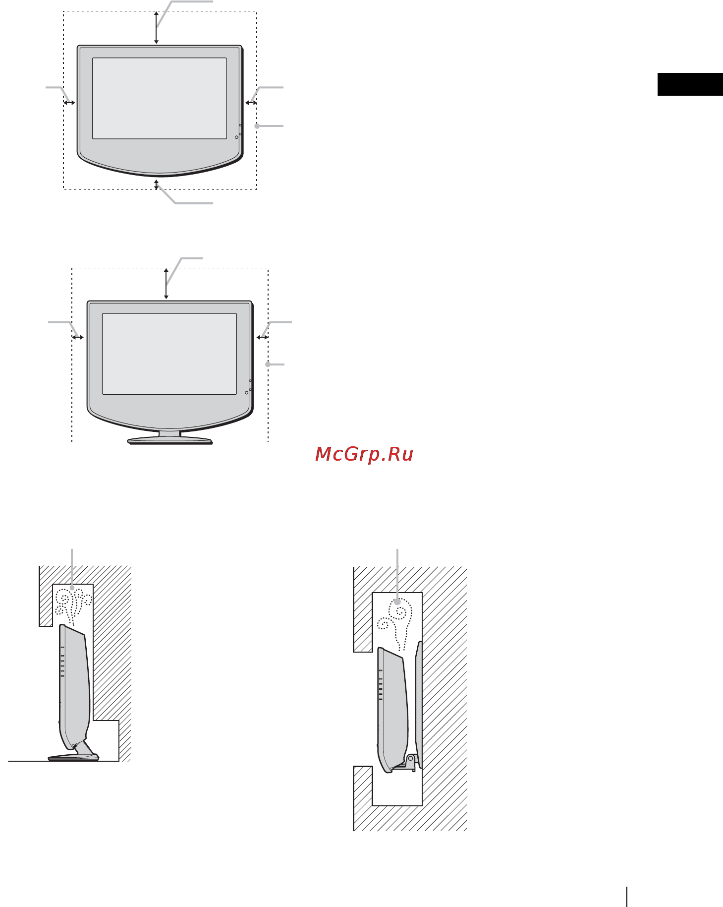 Sony VEGA KLV-17HR2 [21/128] Меры предосторожности по вентиляции
