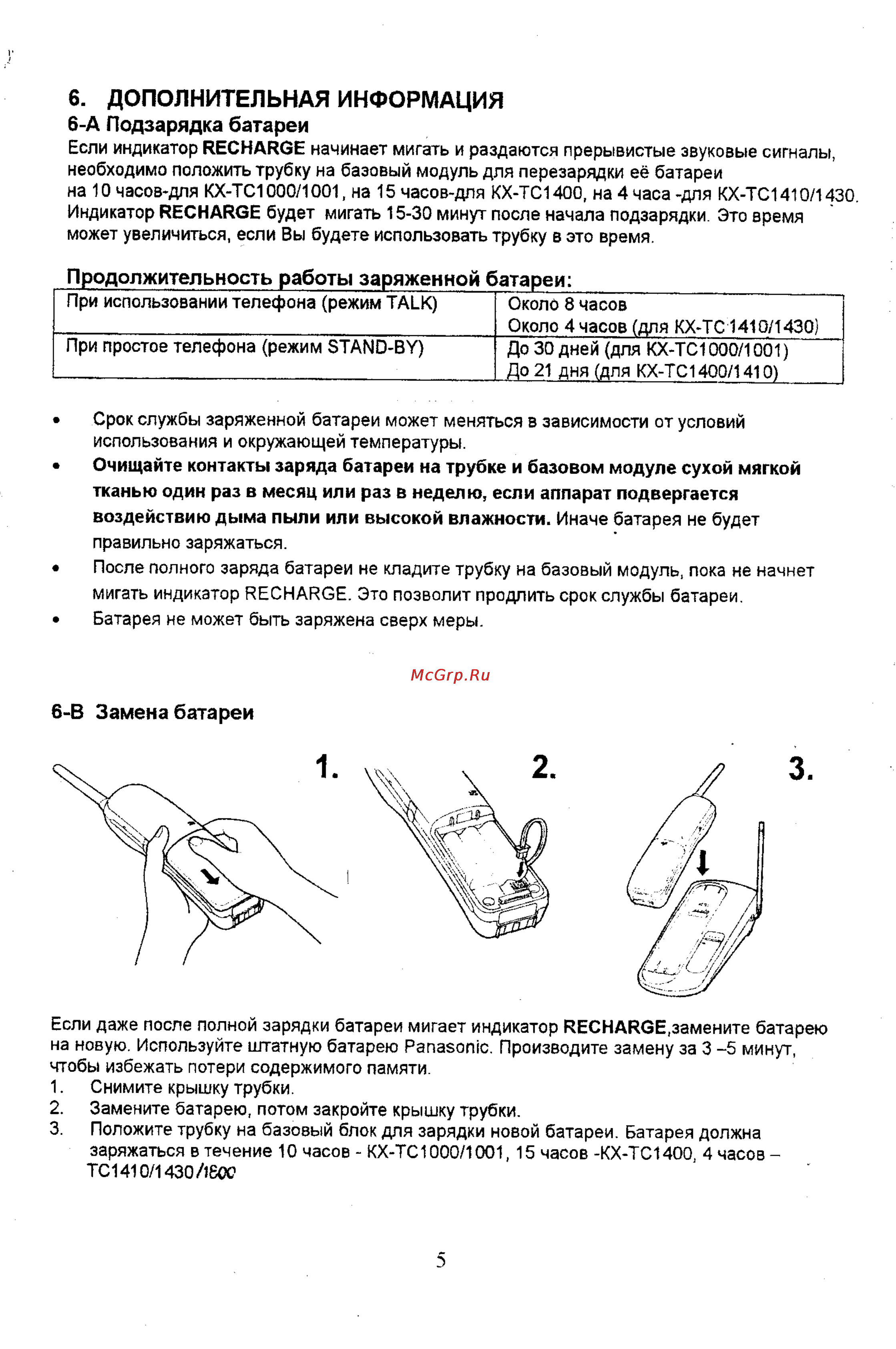 Panasonic KX-TC1800 [6/11] Дополнительная информация