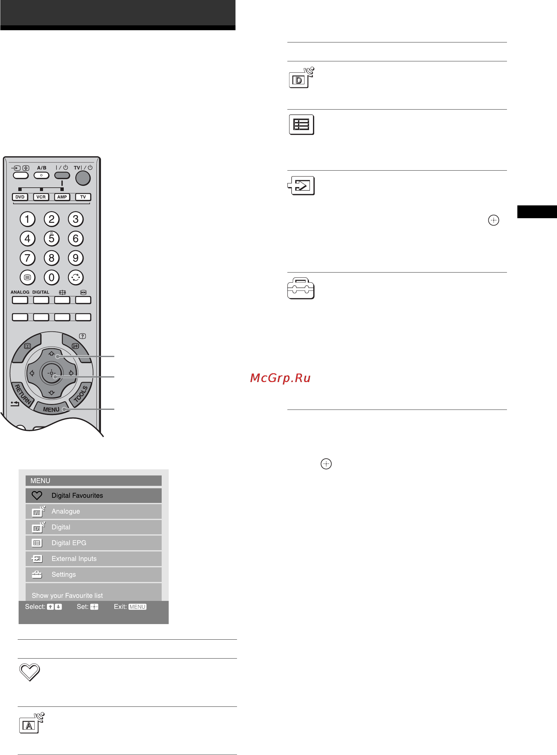 Sony KDL-52X2000 [23/160] Navigating through menus