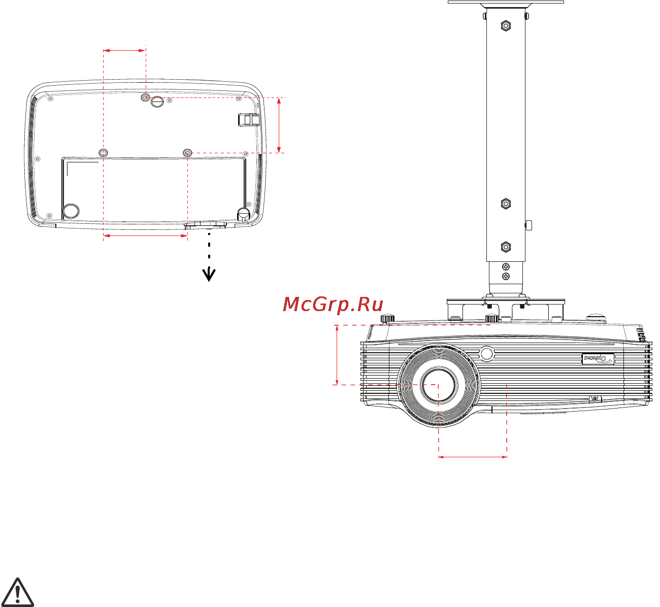 Optoma DS328 [45/62] Крепление на потолке
