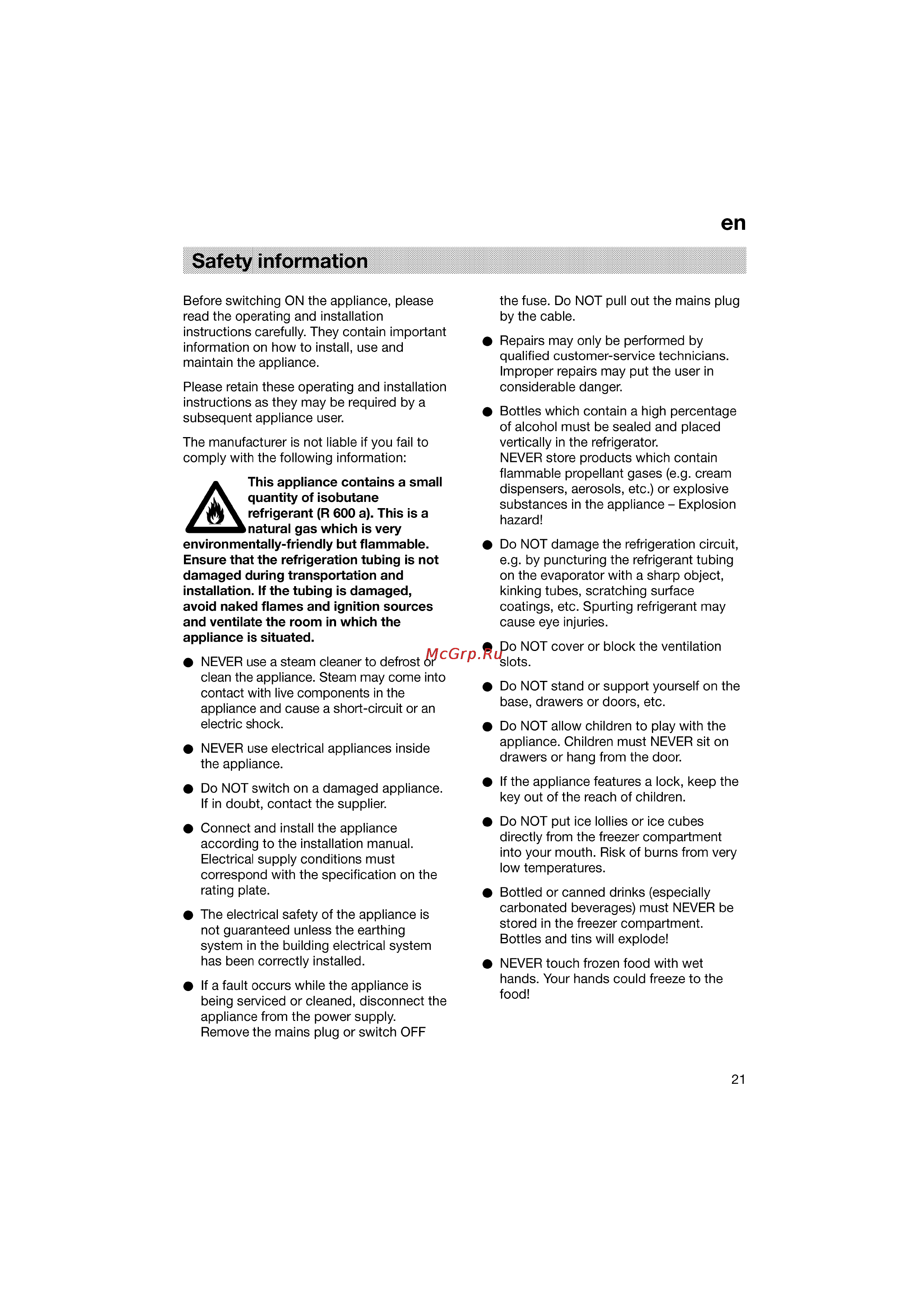 Bosch KGV33660 IE [21/141] Safety information