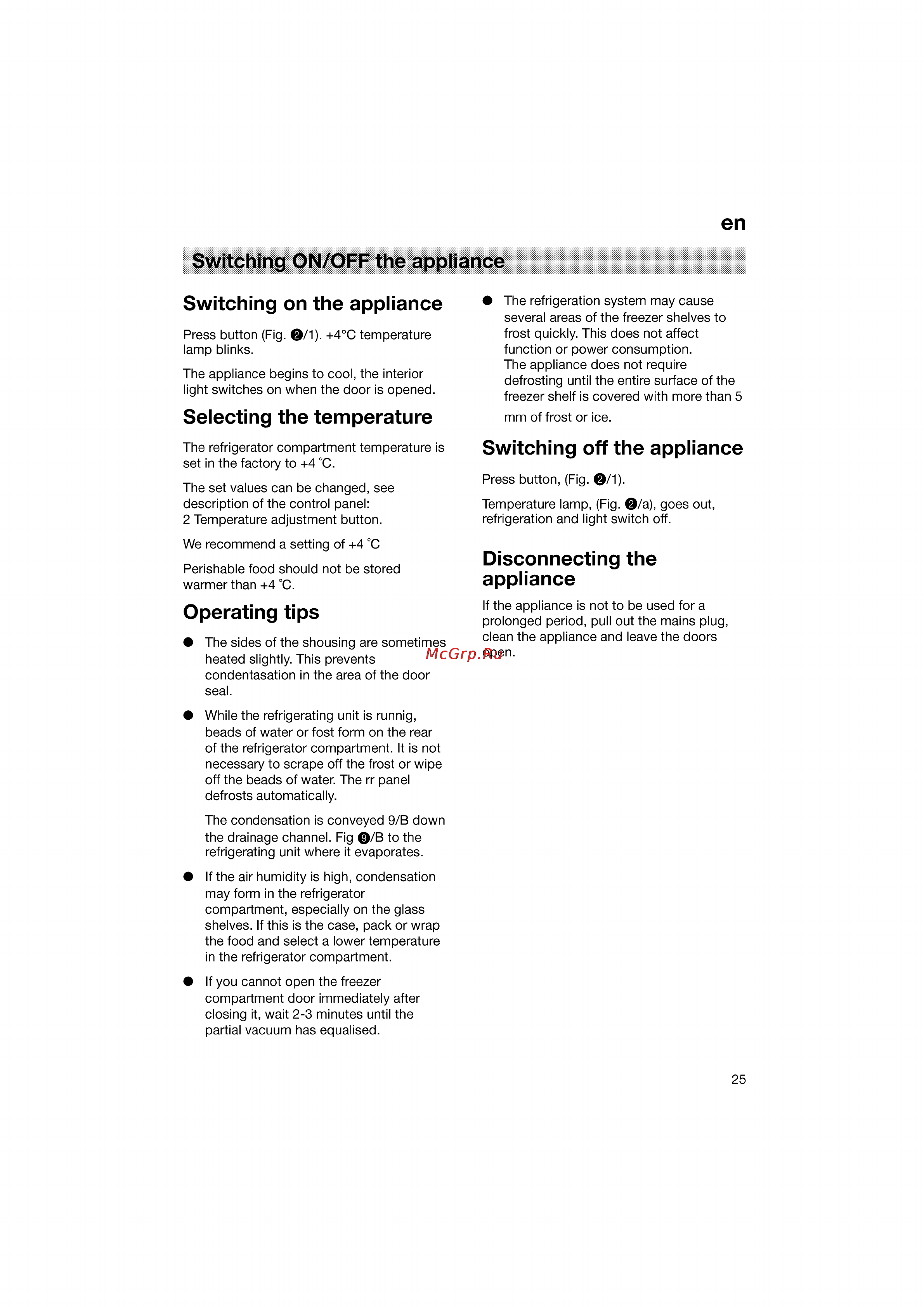 Bosch KGV36640 [25/141] Disconnecting the appliance