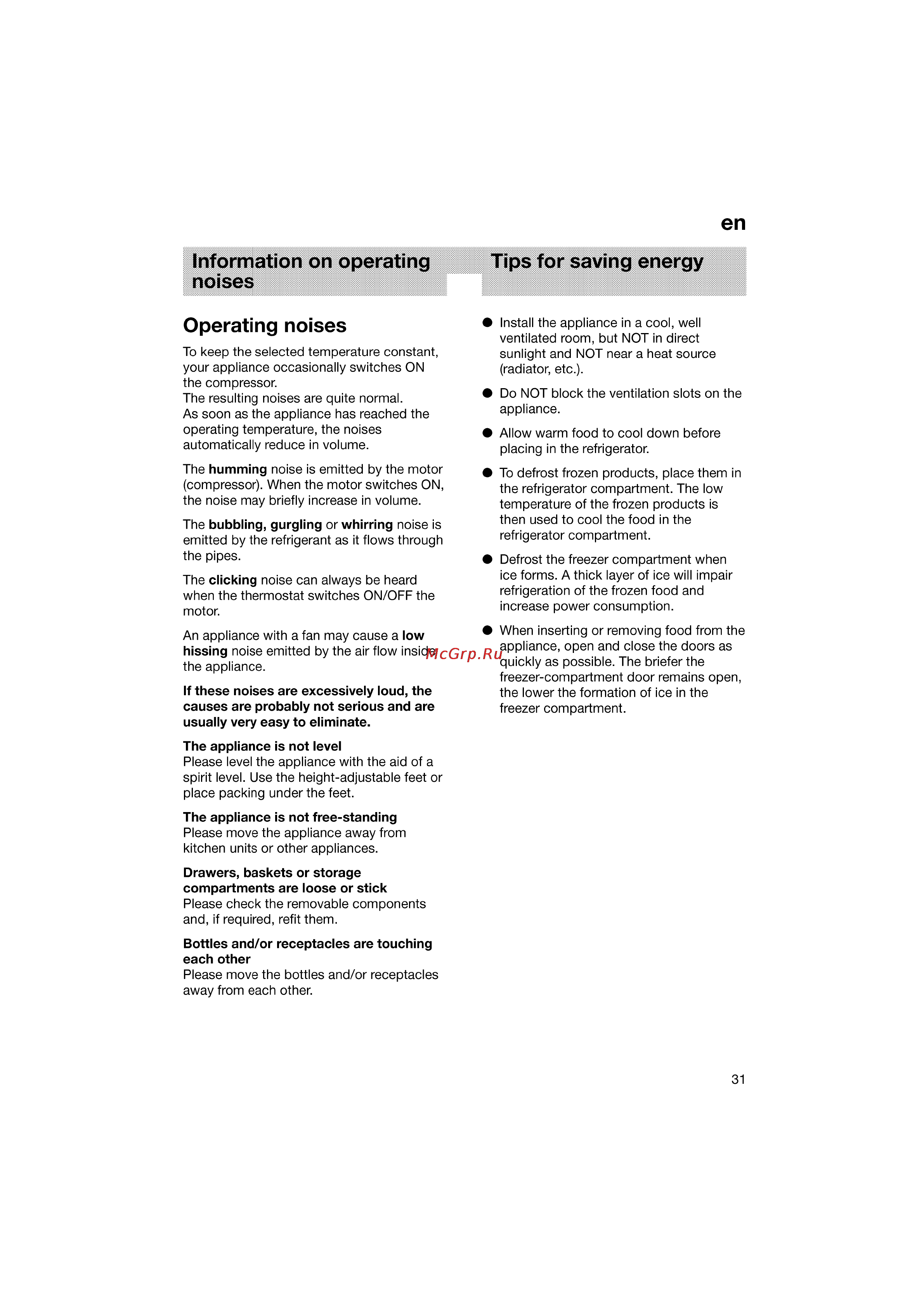 Bosch KGV36640 [31/141] Information on operating noises