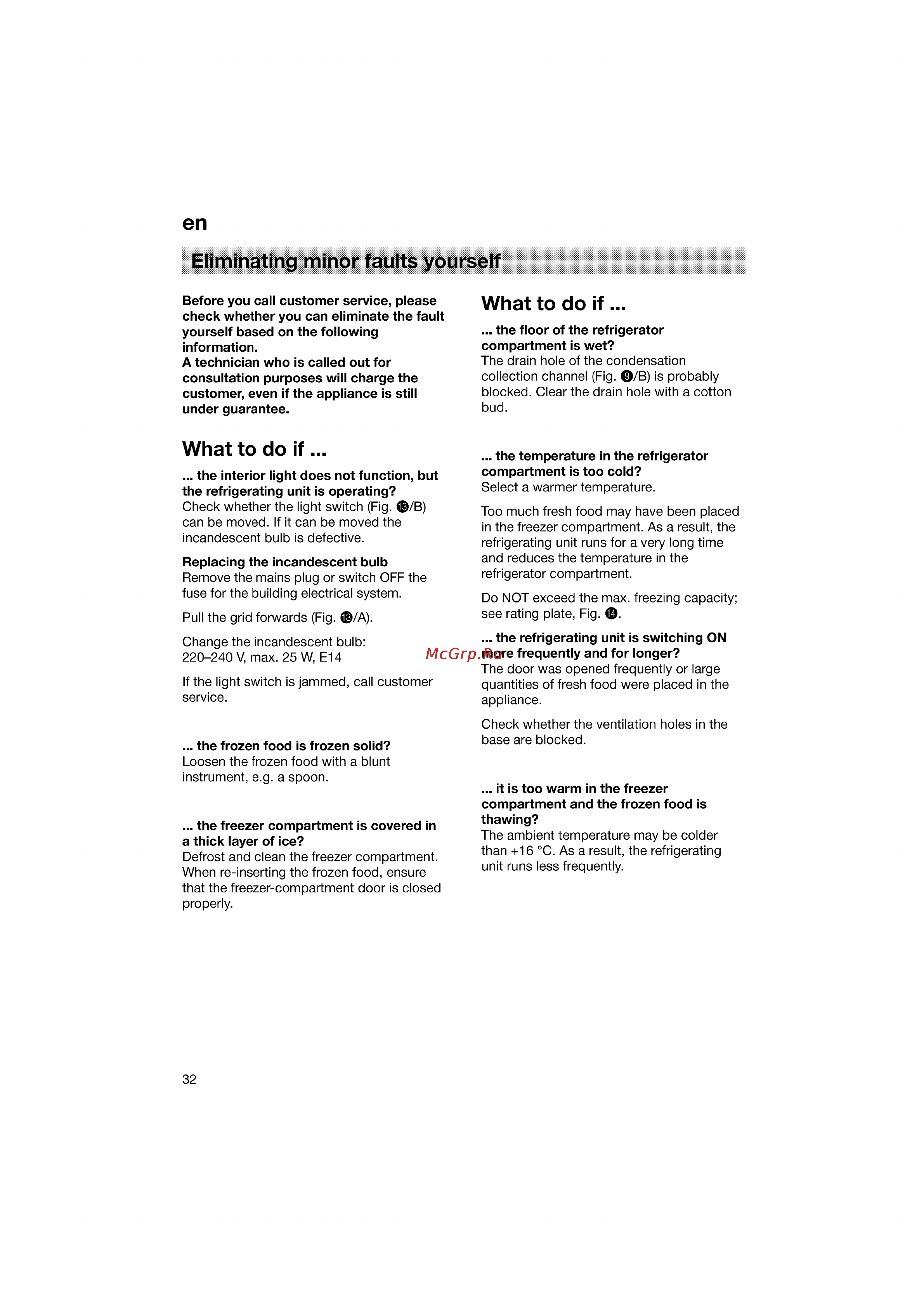Bosch KGV36640 [32/141] Eliminating minor faults yourself