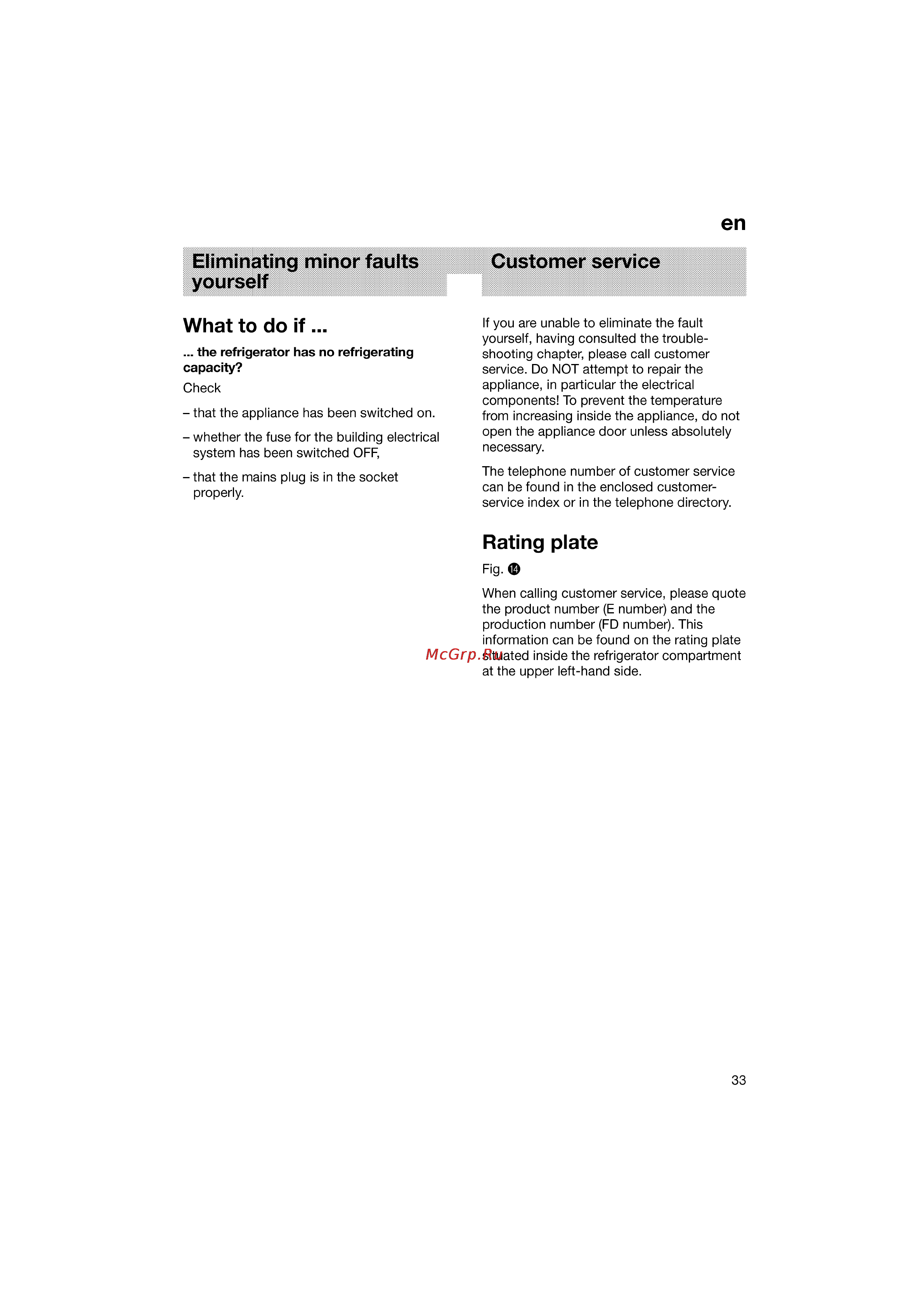Bosch KGV36640 [33/141] Customer service